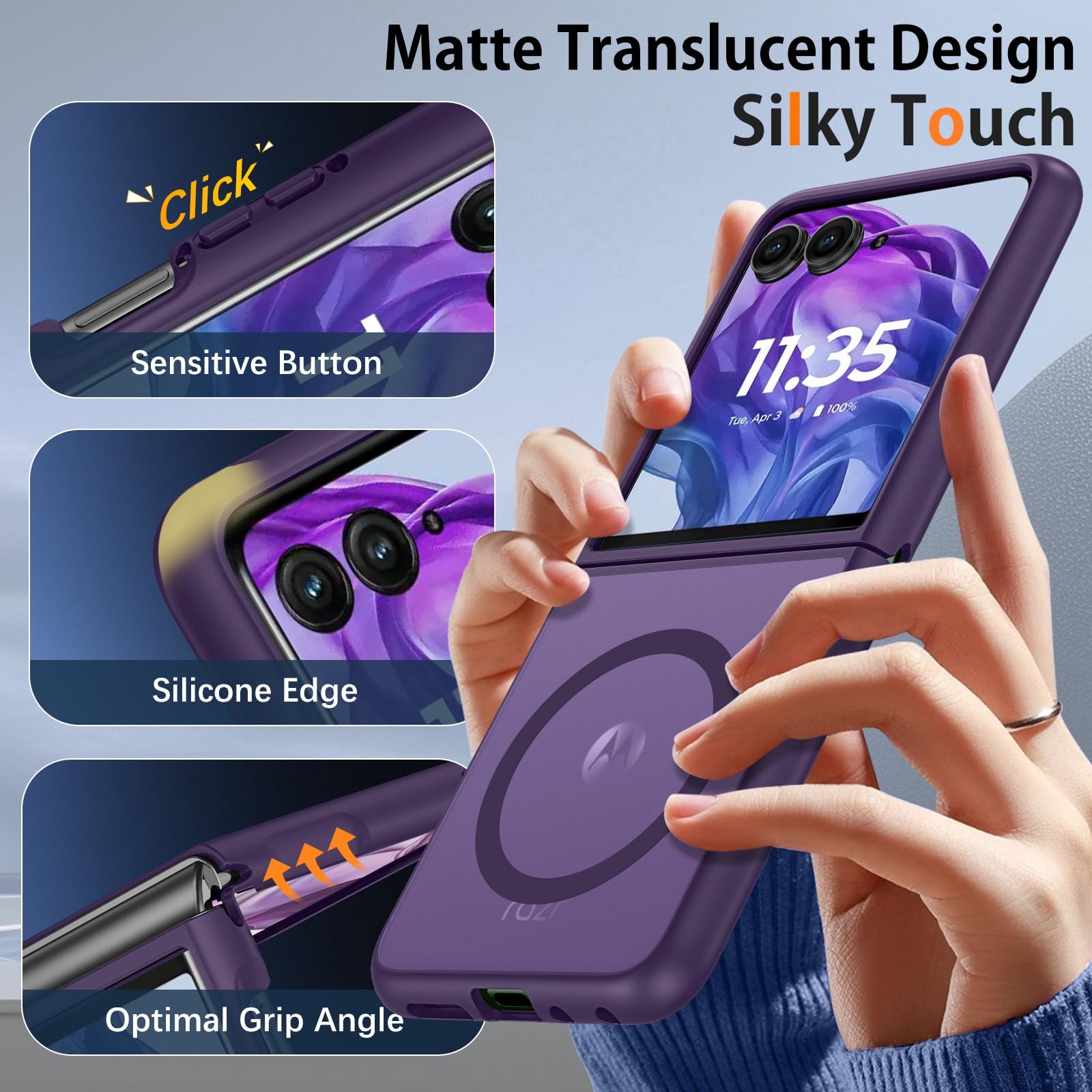 Duedue For Motorola Razr Plus 2025/2024 Case, Moto Razr 50 Ultra 5G Case Magnetic, Protective Cover Shockproof Phone Case For Mo