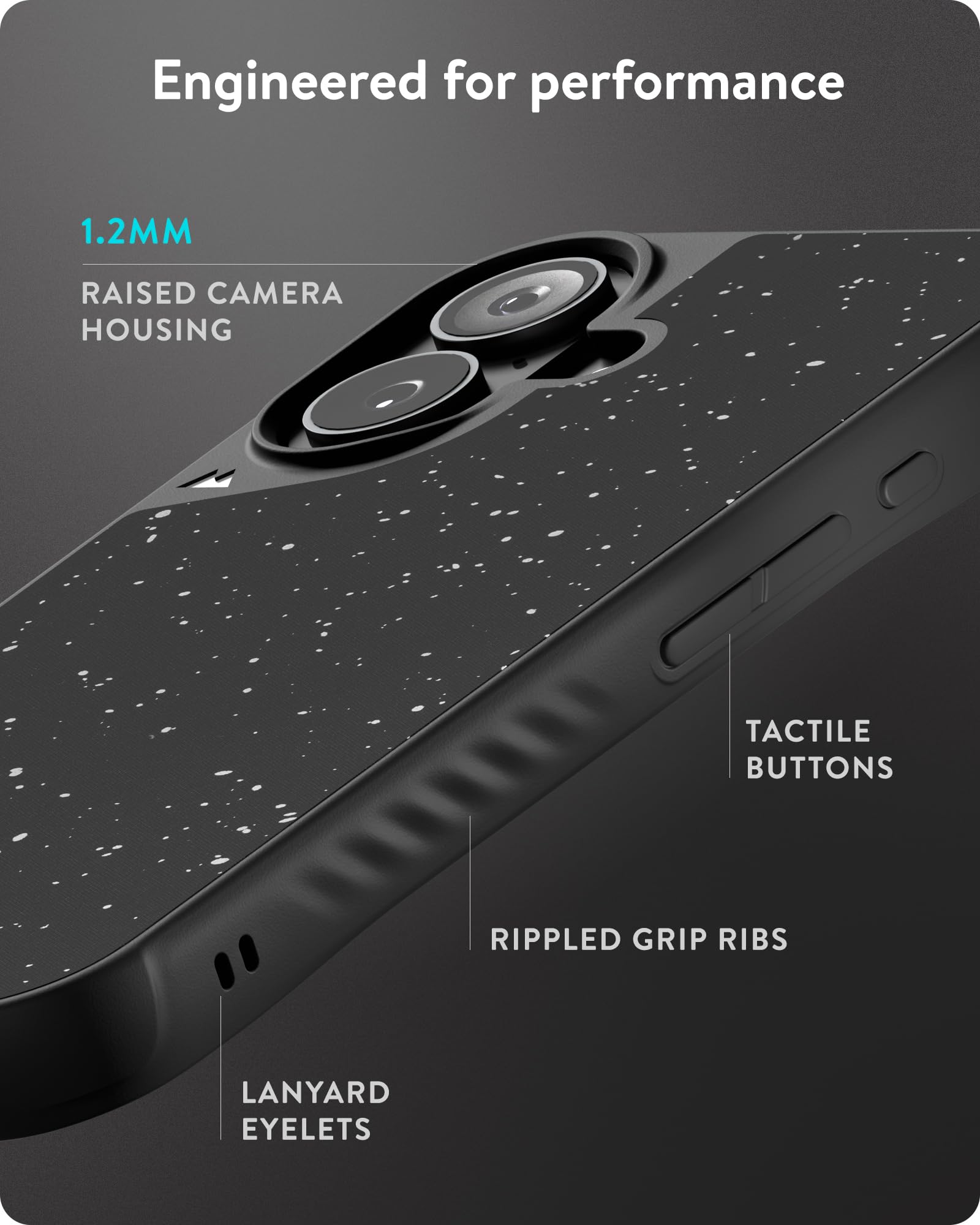 Mous For Iphone 16 Plus Case Magsafe Compatible   Limitless 6.0   Speckled Black Fabric   Protective Shockproof Phone Cover