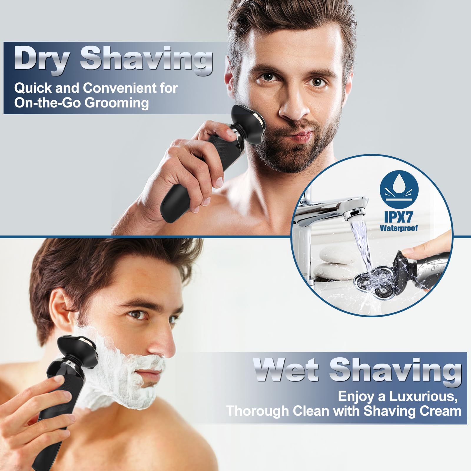 Electric Razor For Men, Men'S Electric Shavers Rotary Replacement Waterproof Rechargeable,Electric Shaver For Men Cordless Float