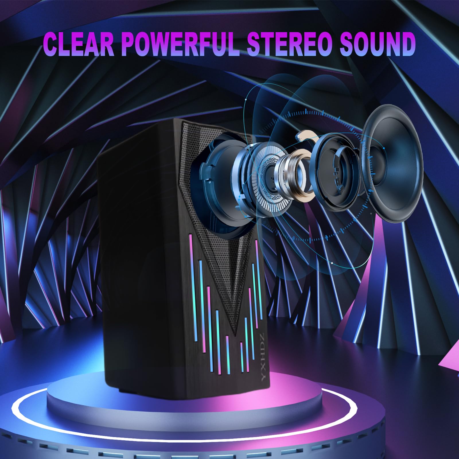Yxhdz Computer Speakers, Speakers For Computer Desktop Pc With Colorful Rgb Lighting, Usb Powered Gaming Speakers With 3.5Mm Aux
