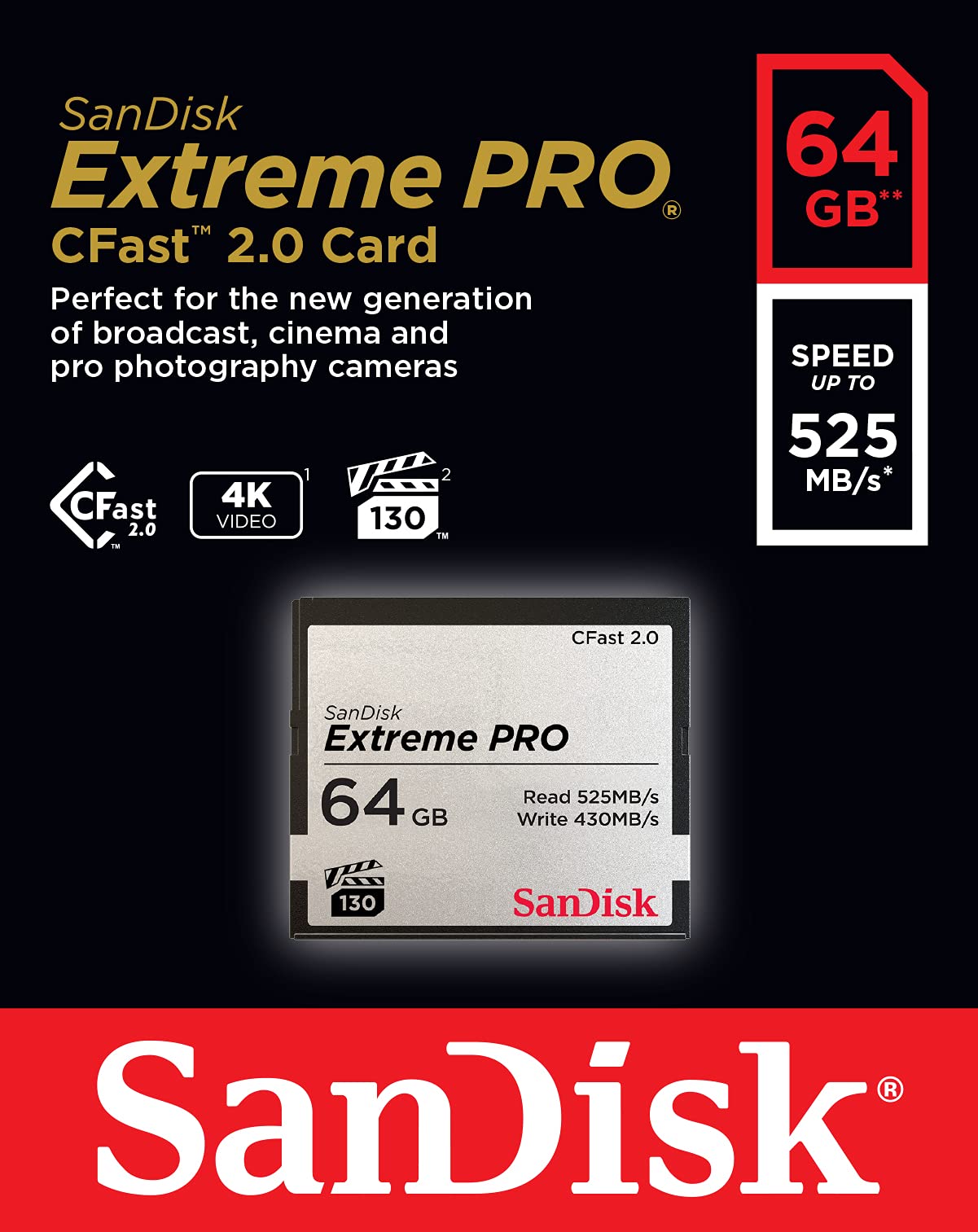 Sandisk 64Gb Extreme Pro Cfast 2.0 Memory Card - Sdcfsp-064G-G46D