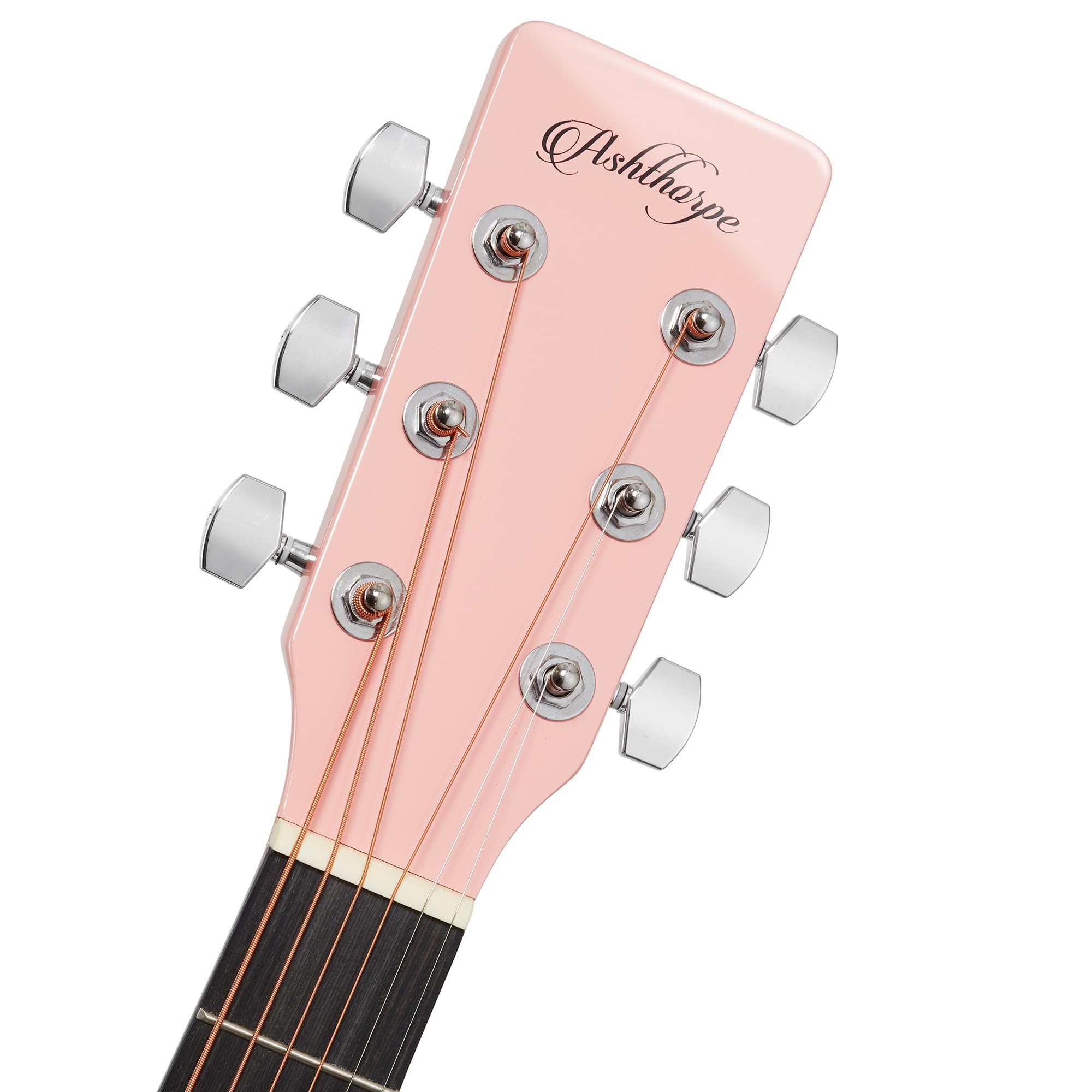 Ashthorpe Full Size Cutaway Thinline Acoustic Electric Guitar Package   Premium Tonewoods   Pink