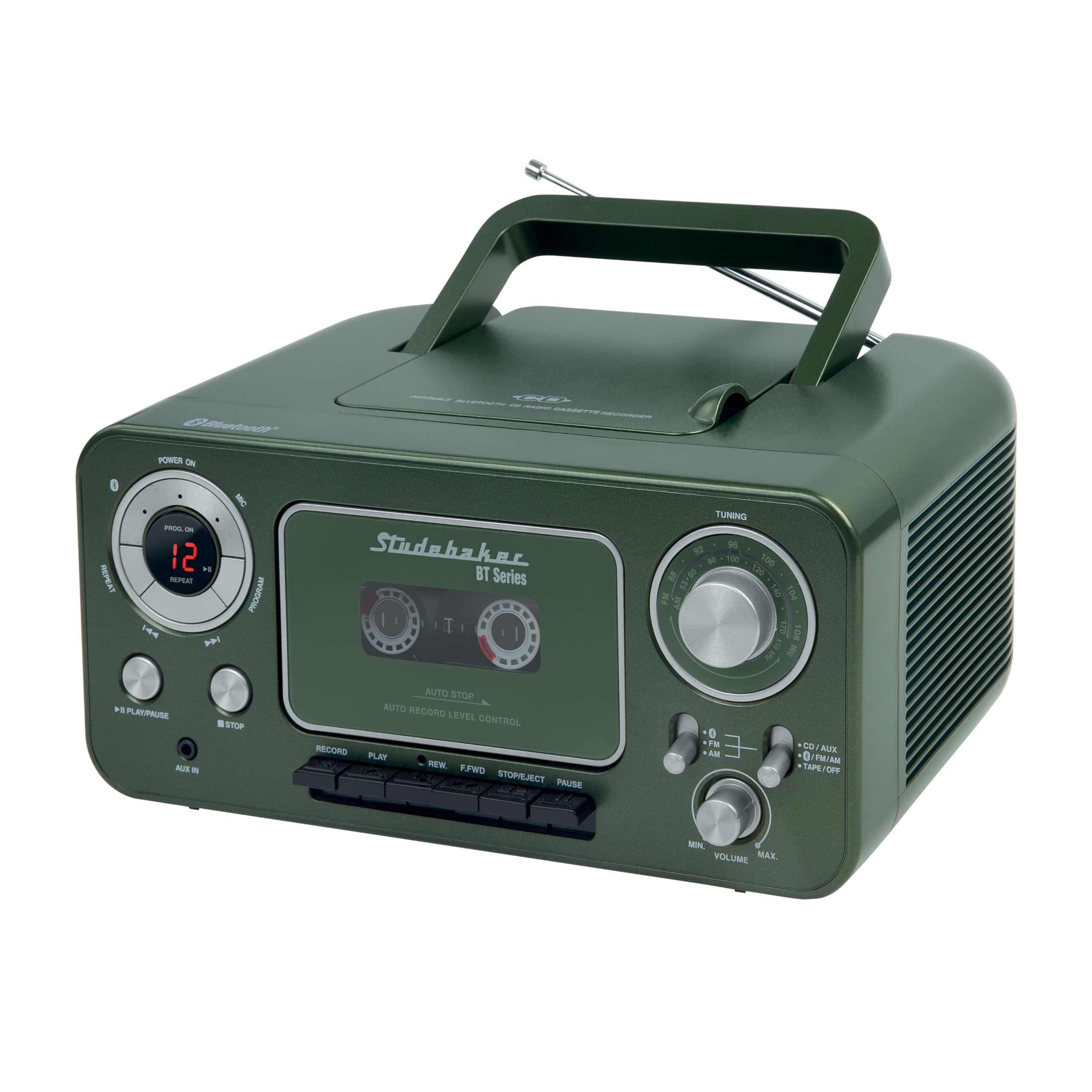 Portable Stereo Cd Player With Bluetooth, Am/Fm Stereo Radio And Cassette Player/Recorder (Cyprus Green)