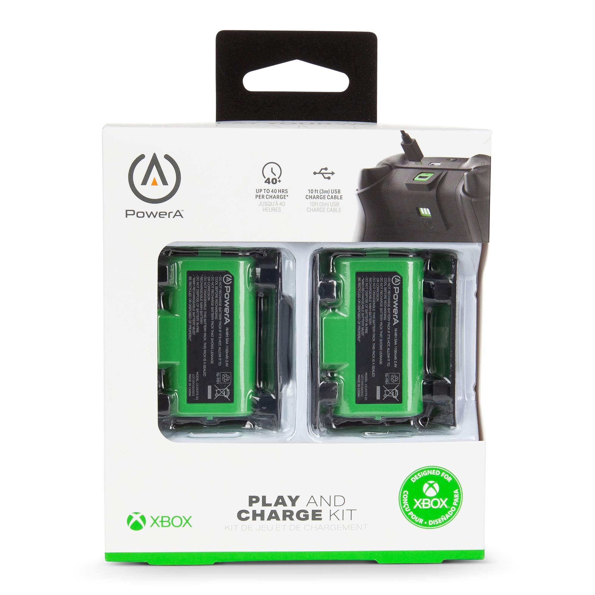 Powera Play & Charge Kit For Xbox, Wireless Controller Charging, Charge, Rechargeable Battery, Xbox Series X|S, Xbox One - Xbox
