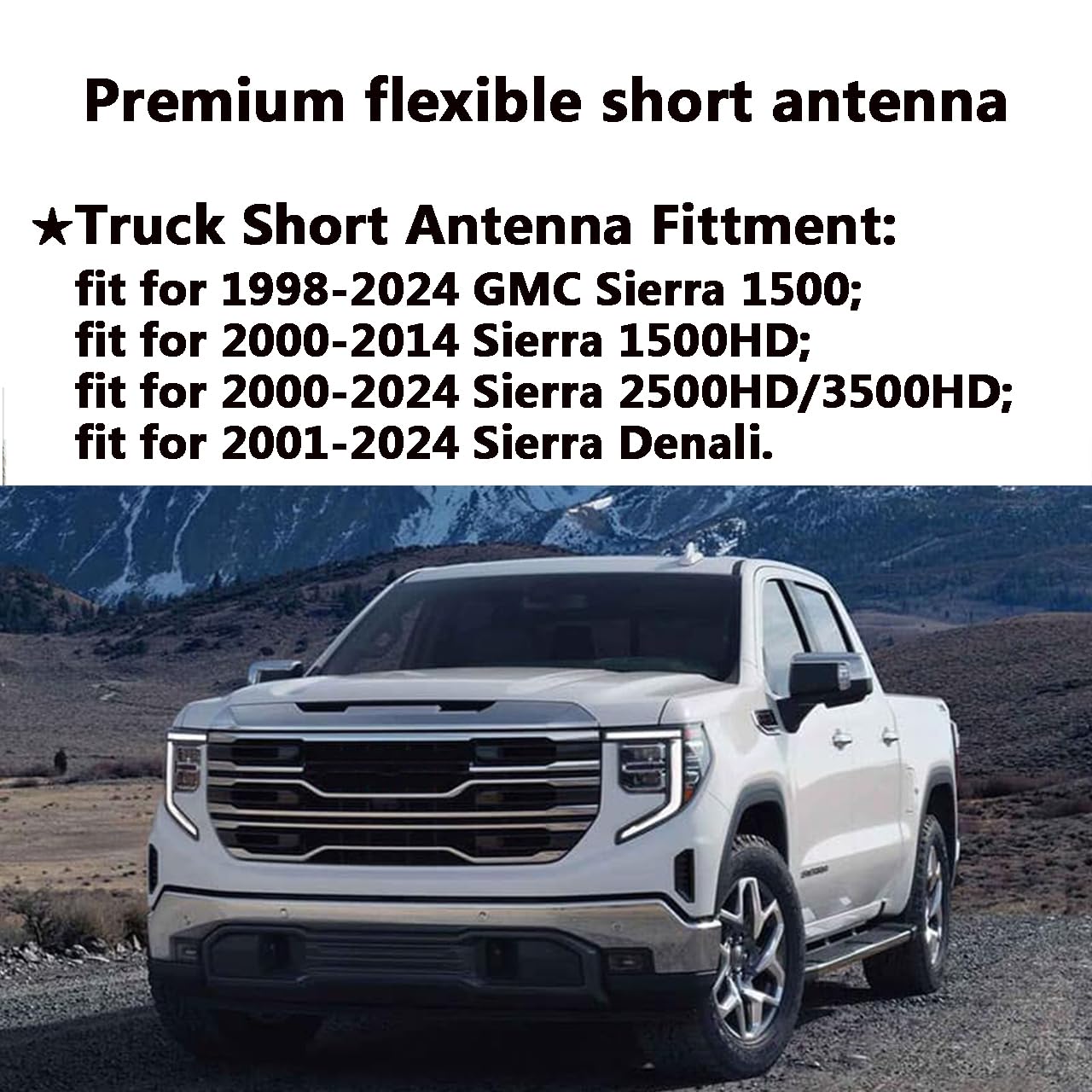 For Gm Truck Short Antenna Fit For Gmc Sierra 1500 3500 Denali (1999 2024) | Chevy Silverado 1500 3500 (1999 2024) | 7' Spiril Flexible Rubber Antenna, Optimized Am/Fm Radio Reception Accessories