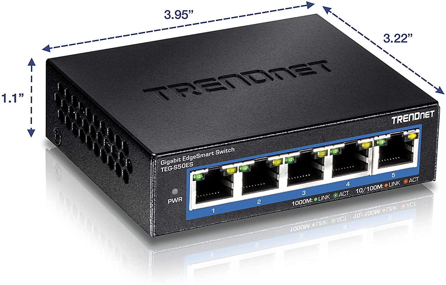 Trendnet 5 Port Gigabit Edgesmart Switch, Teg S50Es, 5 X Gigabit Ports, 10Gbps Switch Capacity, Ethernet Network Desktop Switch,