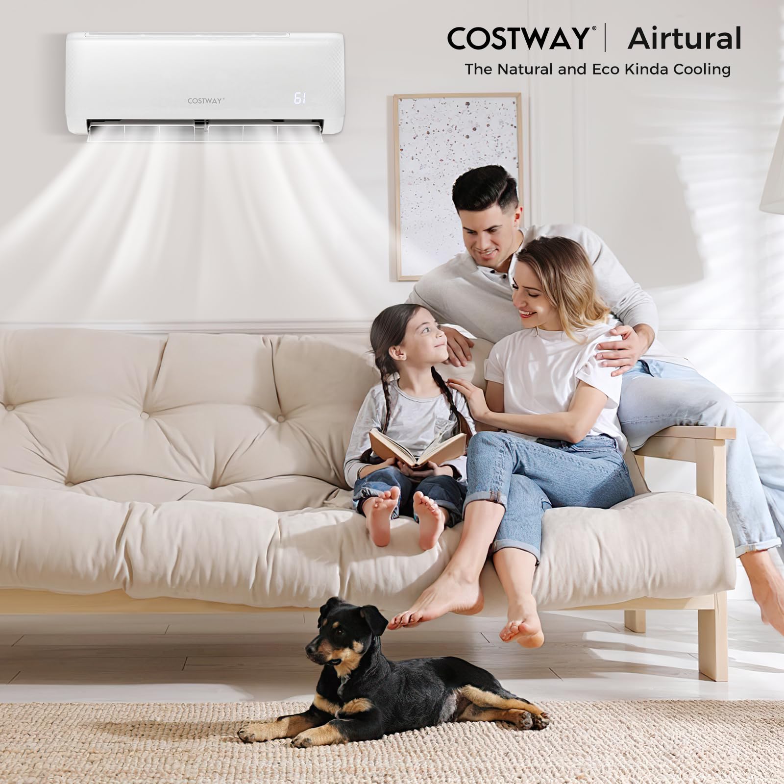Costway 24000 Btu Mini Split Air Conditioner, Energy Star, With Remote, Compatible With Alexa, Googlehome, Heat Pump, 21 Seer2 I
