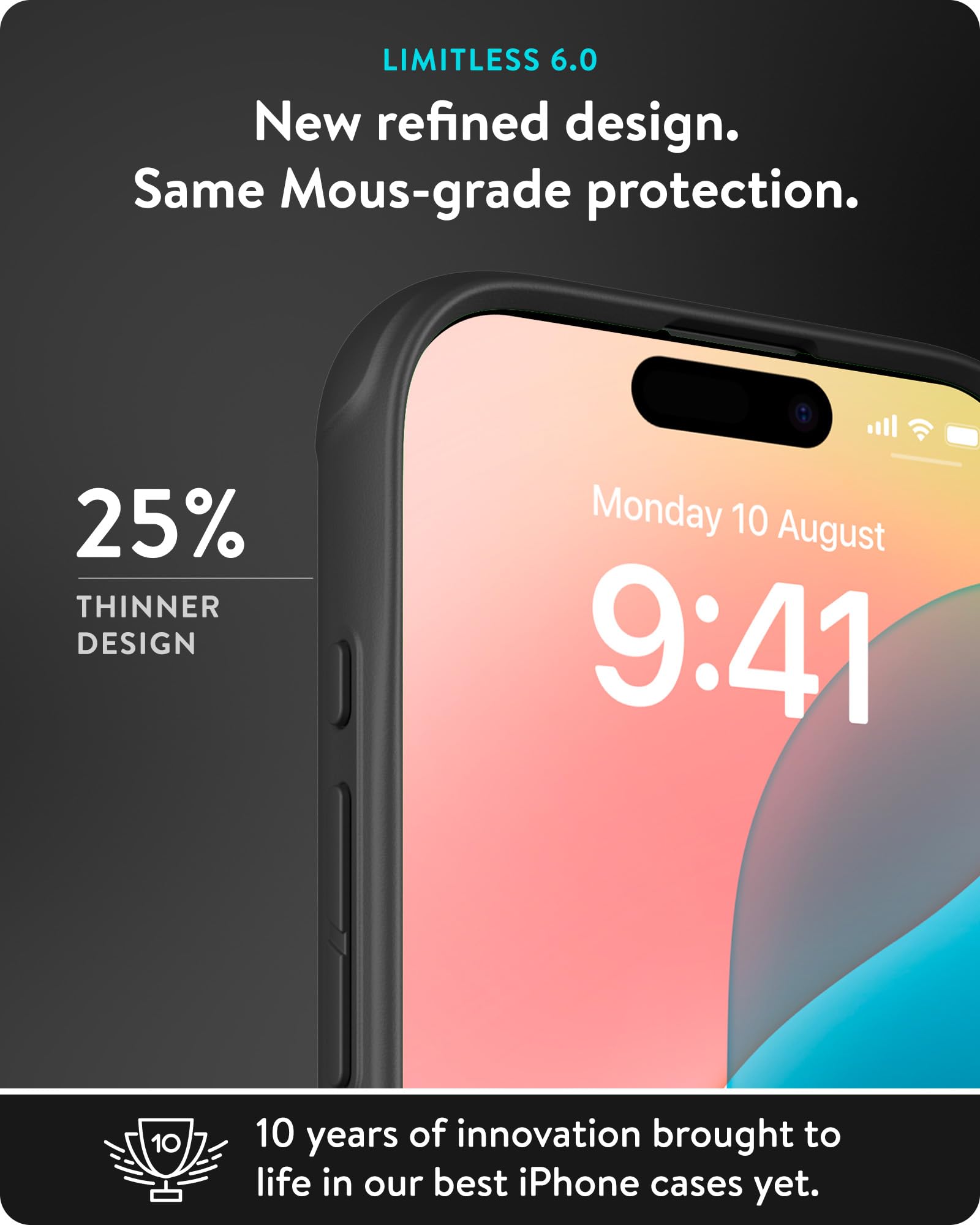 Mous For Iphone 16 Pro Max Case Magsafe Compatible   Limitless 6.0   Bamboo   Protective Shockproof Phone Cover