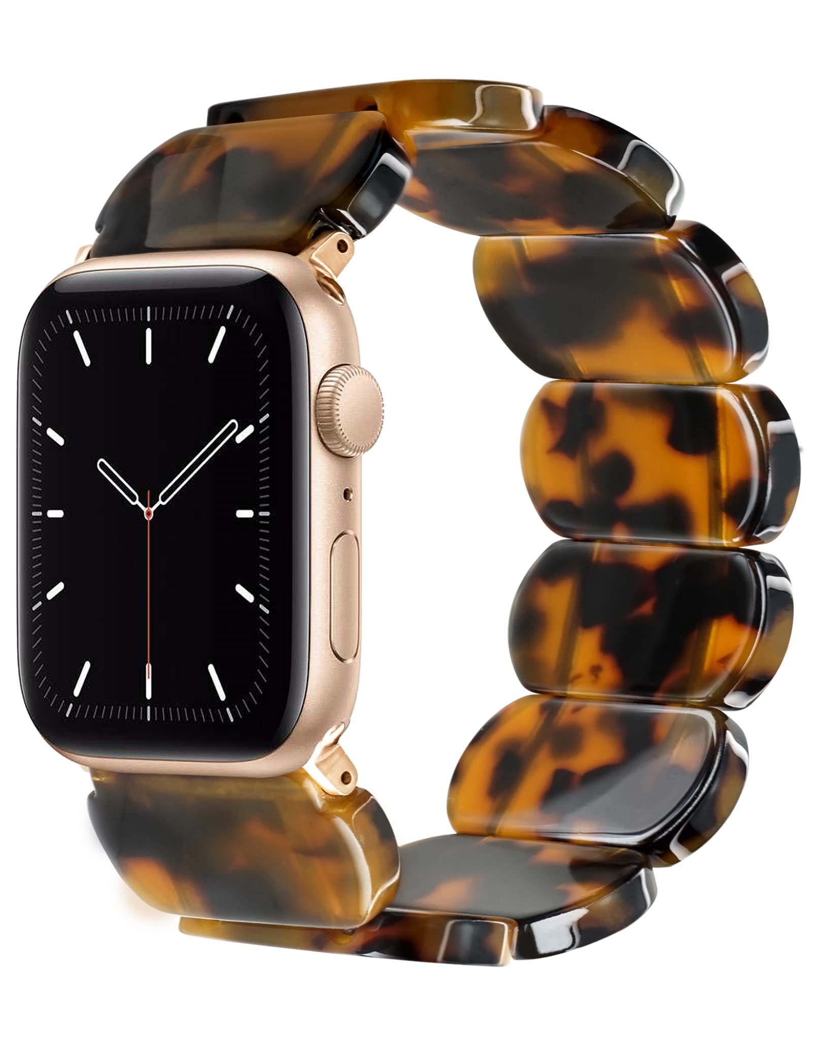 Heesch Tortoise Shell Watch Band For Apple 40Mm For Women Resin Stretchy Watch Strap Bracelet For Apple Watch Series 7 Band For