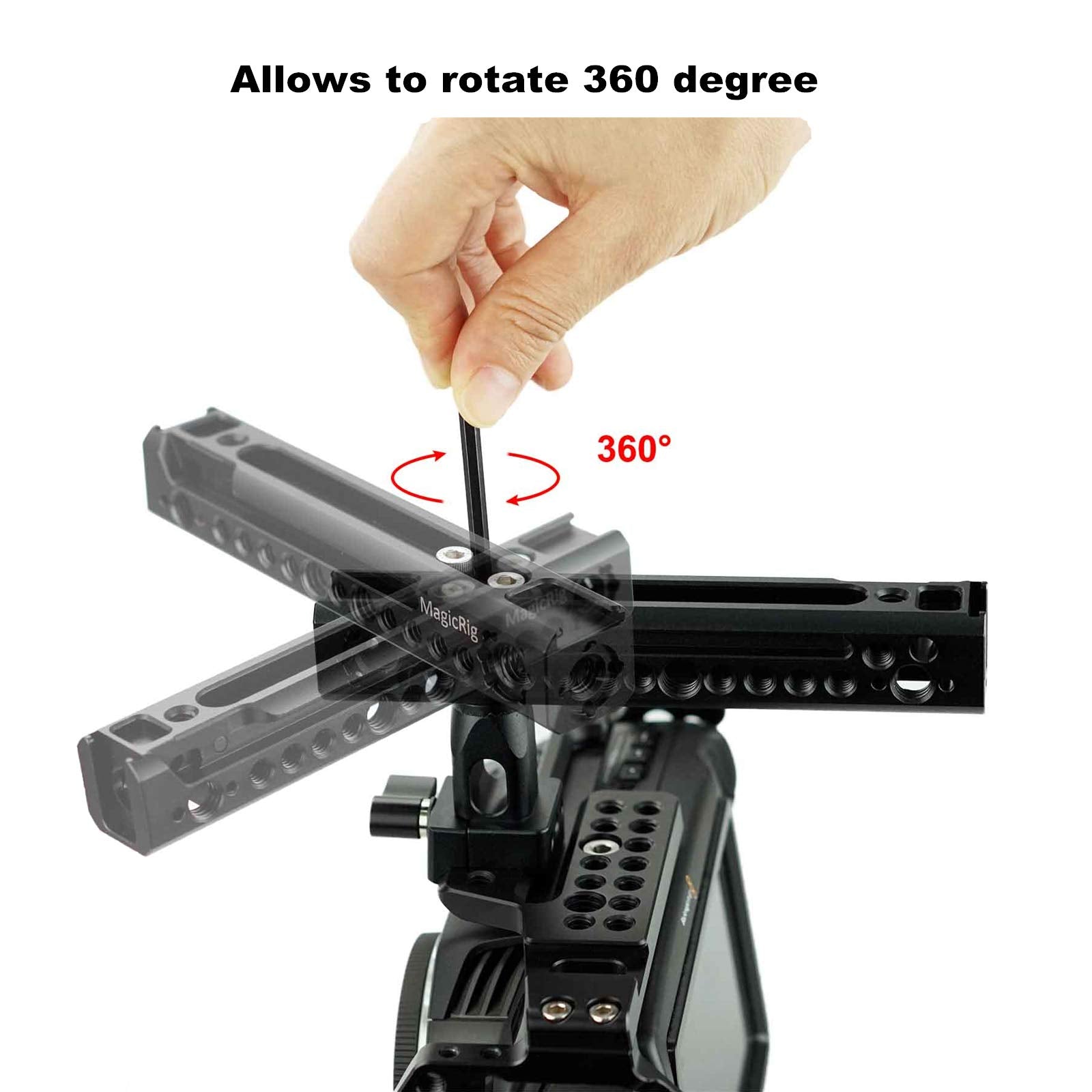 Magicrig Rotating Nato Handle Top Handle Grip With Cold Shoe Mount And Locating Point For Arri For Dslr Camera, Camera Cage