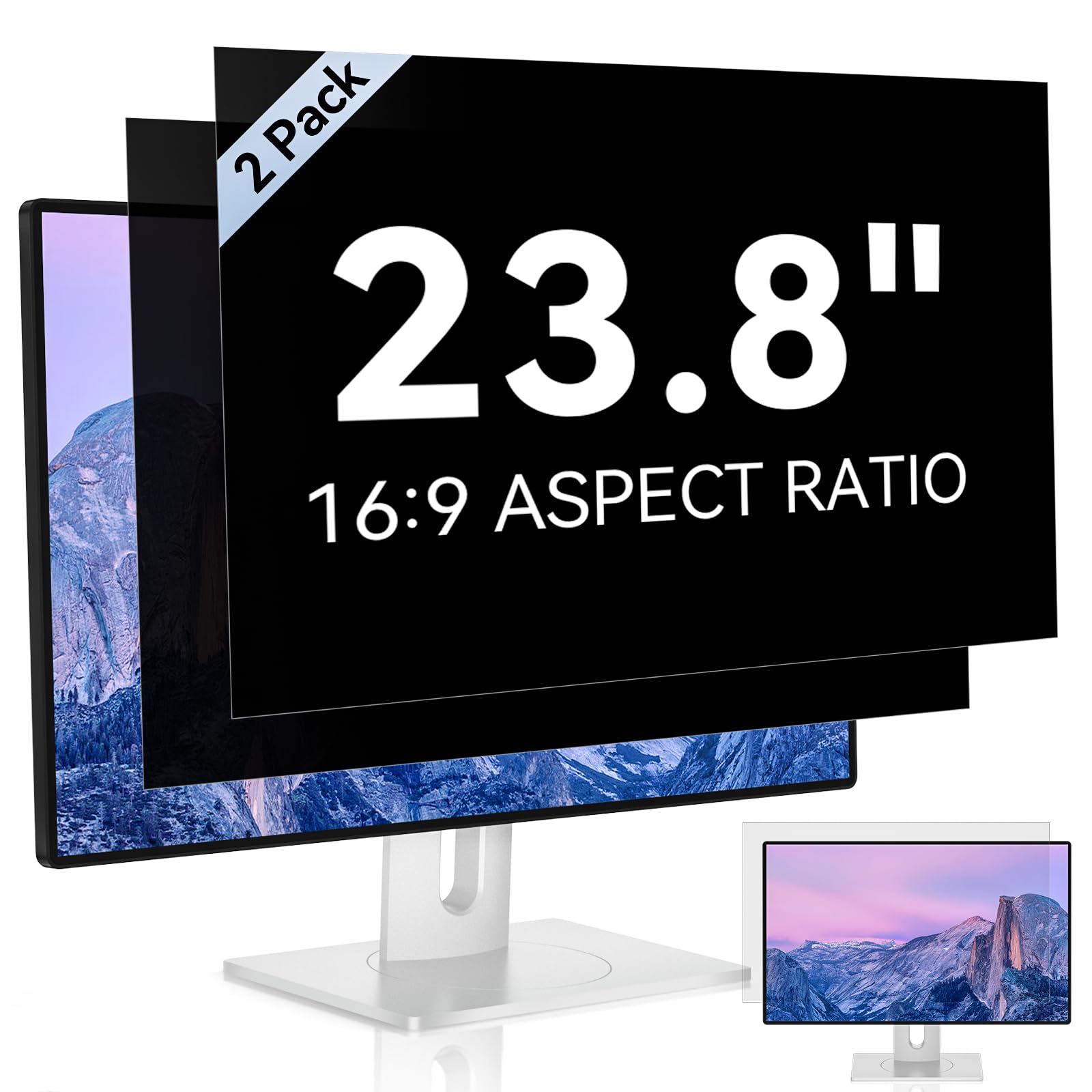 [2 Pack] 23.8 Inch Computer Privacy Screen For 16:9 Aspect Ratio Widescreen Monitor, Eye Protection Anti Glare Blue Light Comput