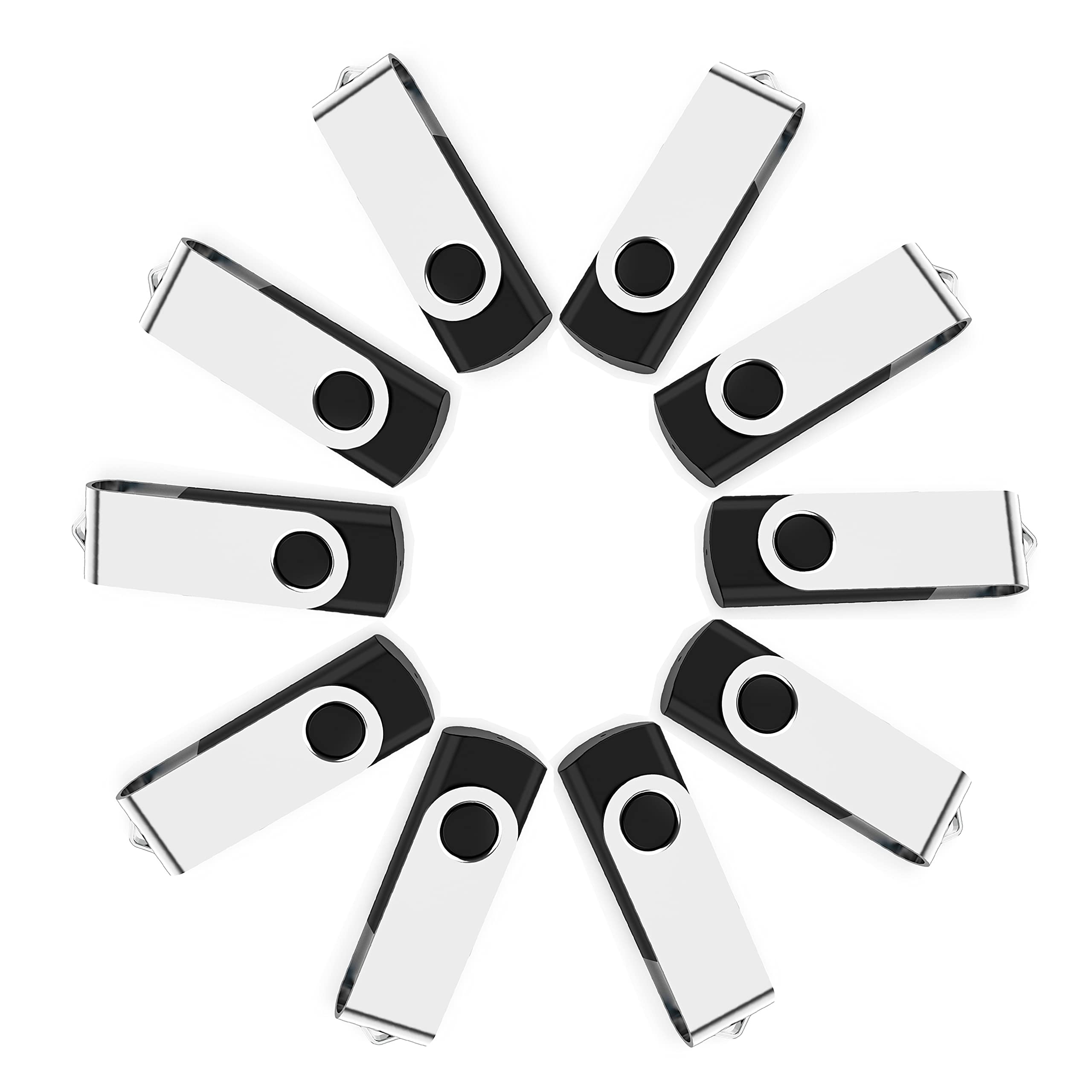 10 Pack 16Gb Usb Flash Drive Bulk Pack, Bulk Usb 2.0 Flash Drives Thumb Drive Swivel Memory Stick Jump Drive Pen Drive Zip Drive