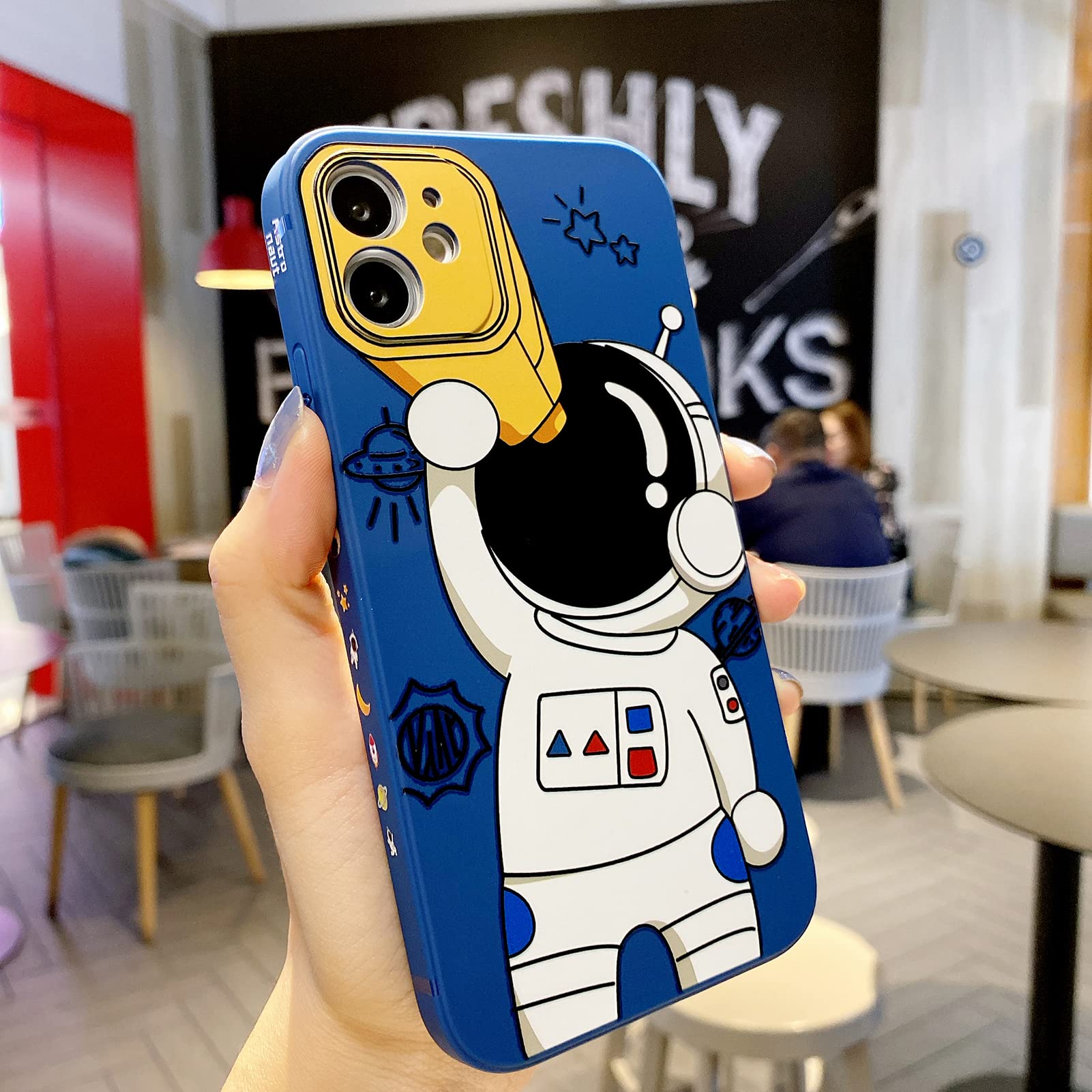 Yonds Queen iPhone 7 Plus 8 Plus Phone Case Astronaut Space Design Soft TPU Blue Telescope Shockproof Anti-Slip