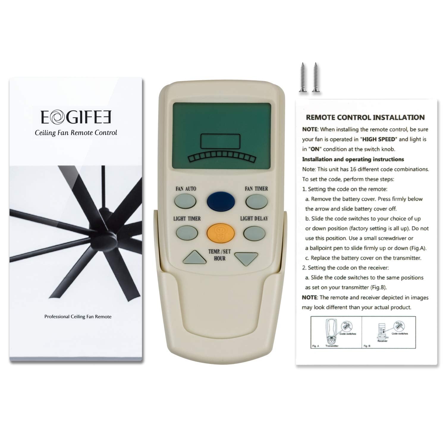 Eogifee Ceiling Fan Remote Control Of Replacement Of Hampton Bay Fan9T Thermostatic Remote Control With Fan Timer Only Remote