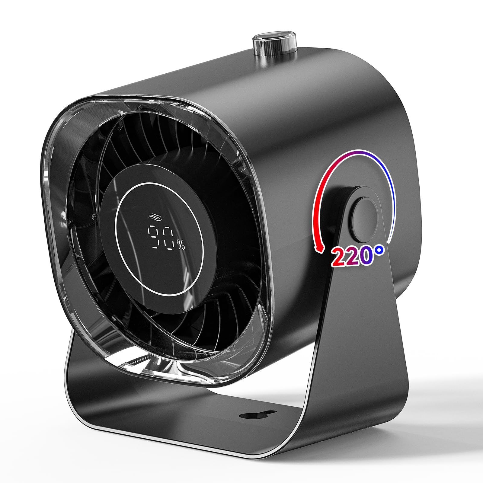 Caronsort Desk Fan,Small Table Fans For Bedroom,220 ?Djustable Tilt,Digital Display,12H Time,Desk Air Circulator Fan With 100 Sp