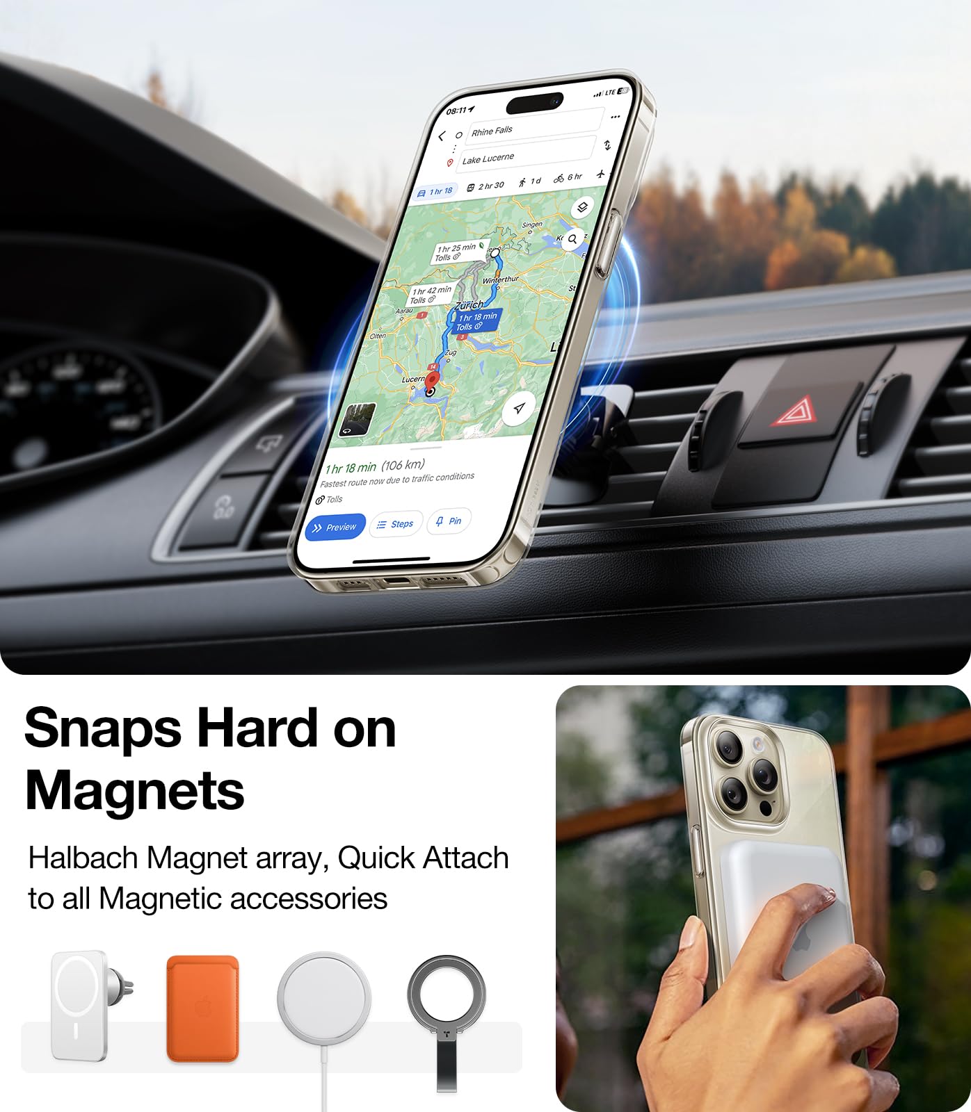 Torras Magnetic Slim Fit For Iphone 15 Pro Max Case Clear 6.7'', [True Never Yellow]Ultra Thin 15 Promax Phone Case Compatible W