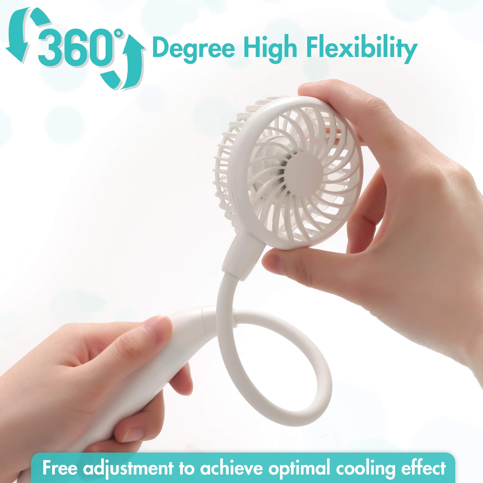 Portable Neck Fan, 2600Mah Battery Operated Ultra Quiet Hands Free Usb Fan With 3 Speeds, Strong Wind, 360 Adjustable High Flexi