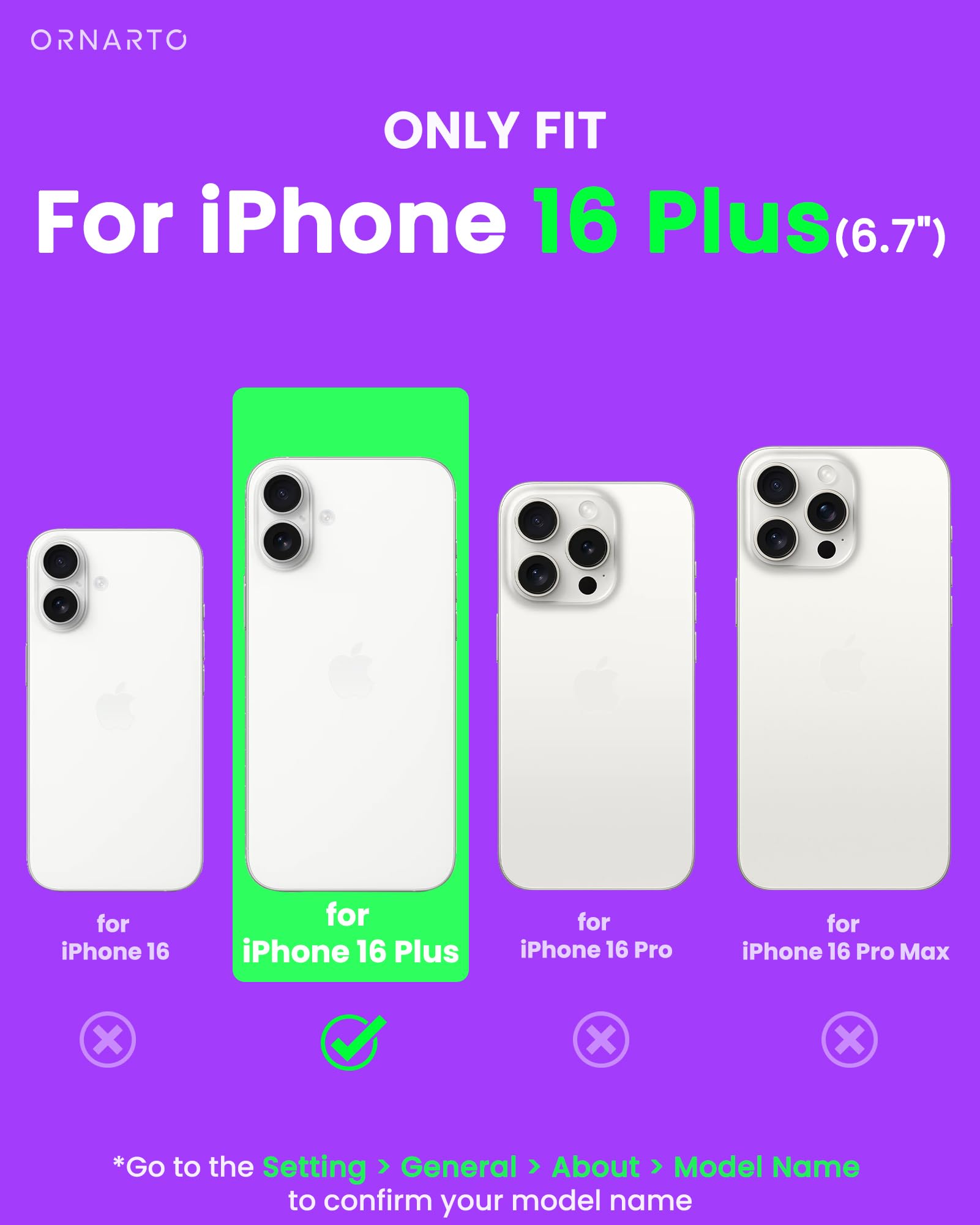 Ornarto Air Case For Iphone 16 Plus Clear, Compatible With Magsafe, Military Grade Drop Protection Cover With Built In Air Purpl