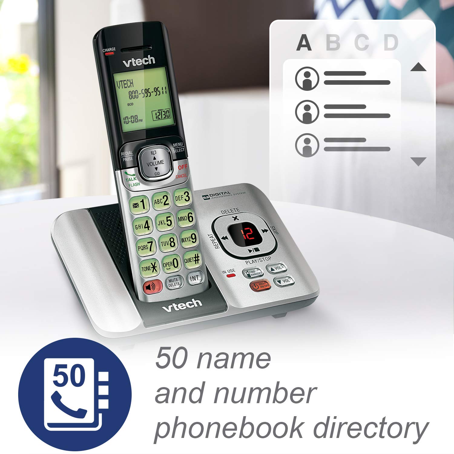 Vtech Cs6529 3 3 Handset Expandable Cordless Phone With Answering System Caller Id/Call Waiting & Backlit Display/Keypad, Silver