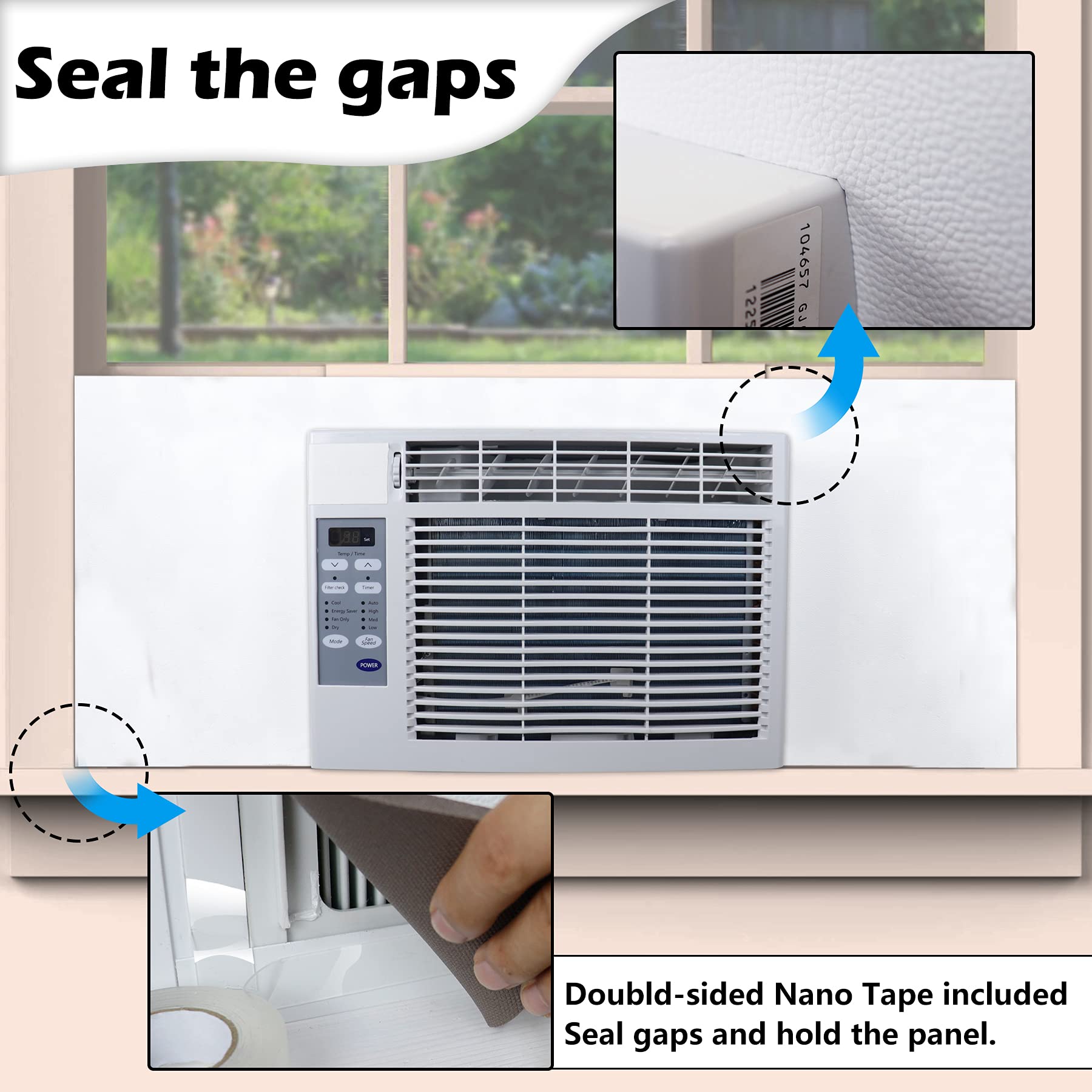Bjade'S Window Air Conditioner Side Insulated Foam Panel, One Piece Full Surround Insulation Panels Window Seal Kit, Summer And