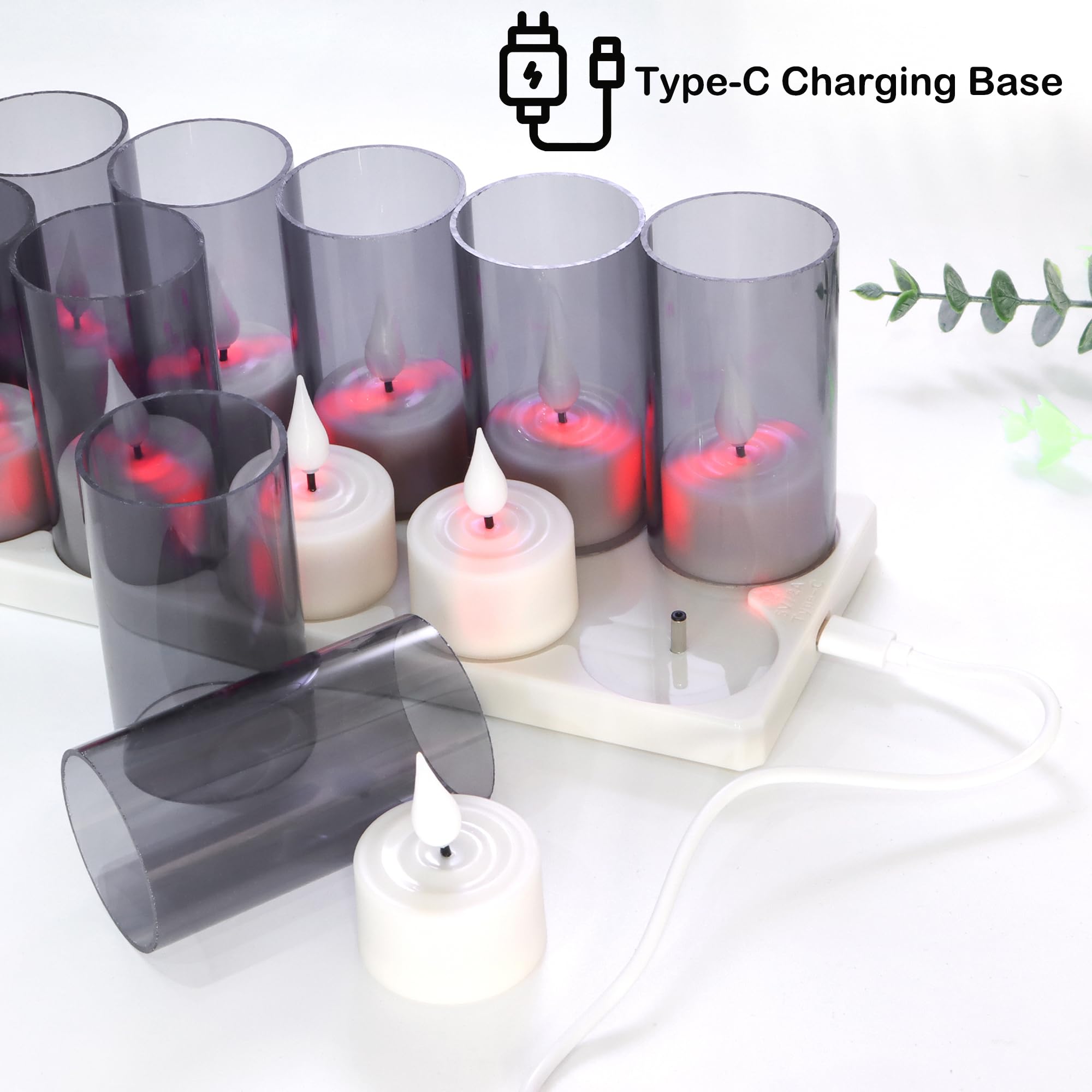 Yunsheng Rechargeable Flameless Tea Lights Candles With Remote Timer & Charging Base, 12Pcs Battery Operated Led Votive Candles