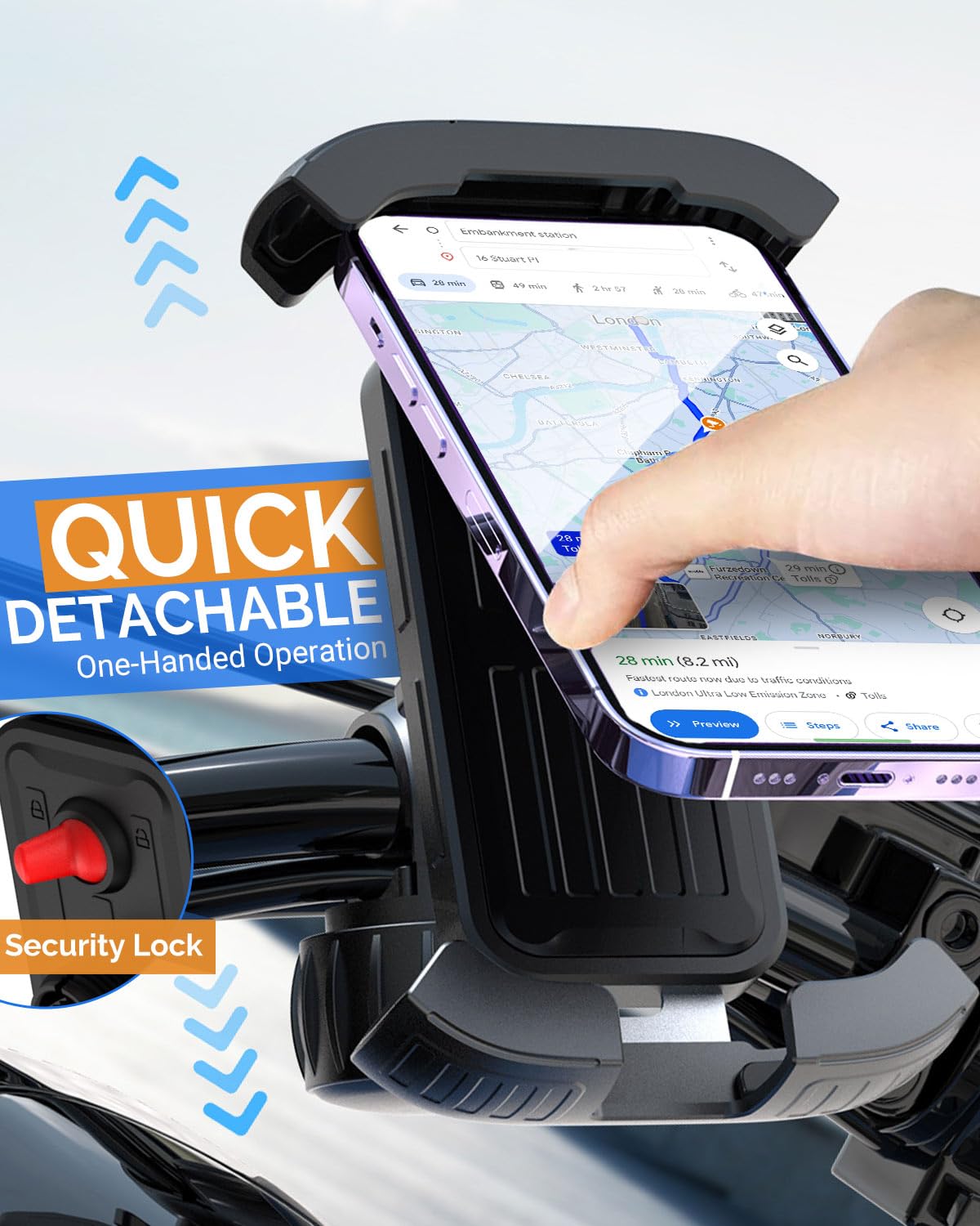 Victoper Bike Phone Holder, Motorcycle Handlebar Cell Phone Clamp, Motorcycle Phone Mount, Scooter Phone Clip For 5.5 To 6.7 Sma