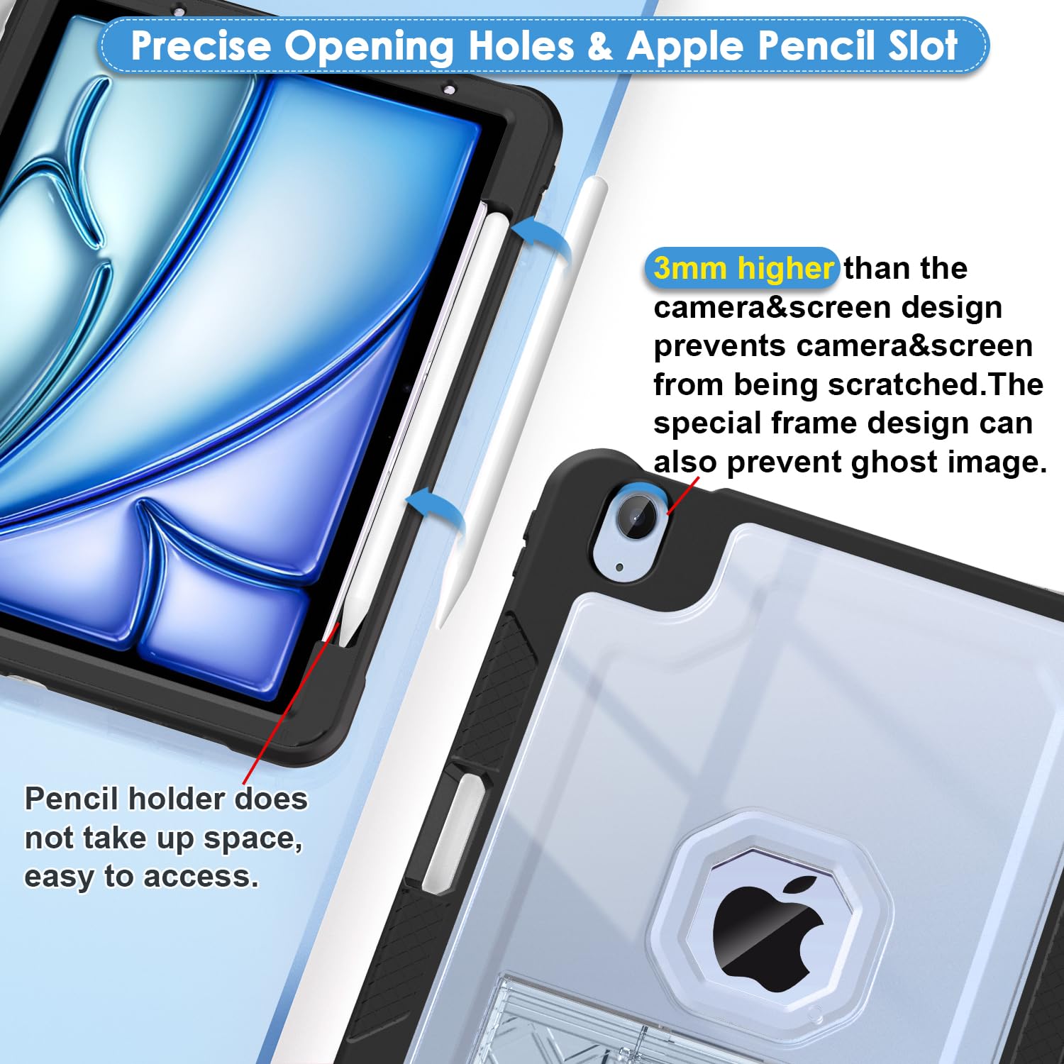 Zonefoker For Ipad Air 11 Inch Case 6Th/5Th/4Th Generation M2 11 Inch 2024/2022/2020 Case, Slim Cover For Kids With Pencil Holde