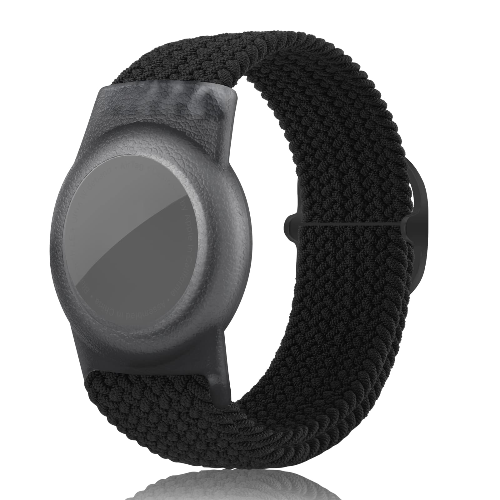 Yizhet Wristband Compatible With Airtag, Black Adjustable Airtag Bracelet Nylon Airtag Holder Soft Airtag Watch Strap For Kids,