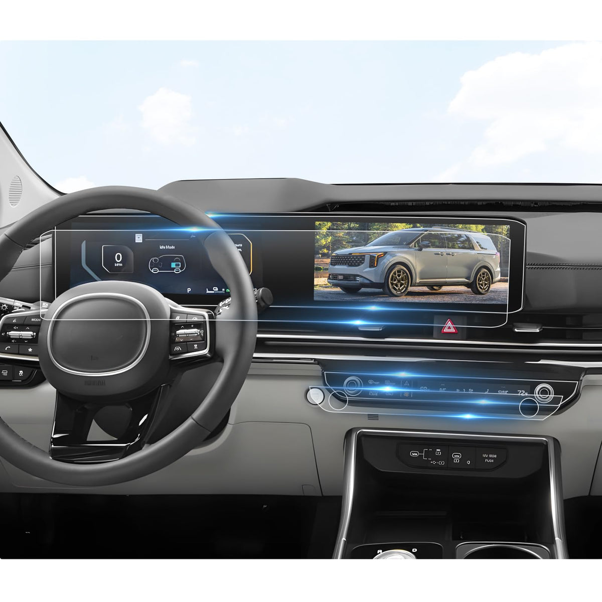 Bibibo 4Pcs For 2025 Kia Carnival Screen Protector 2025 Kia Carnival Ka4 (Lx/Lxs/Ex/Sx/Sx Prestige) 24 Inch Navigation Display &