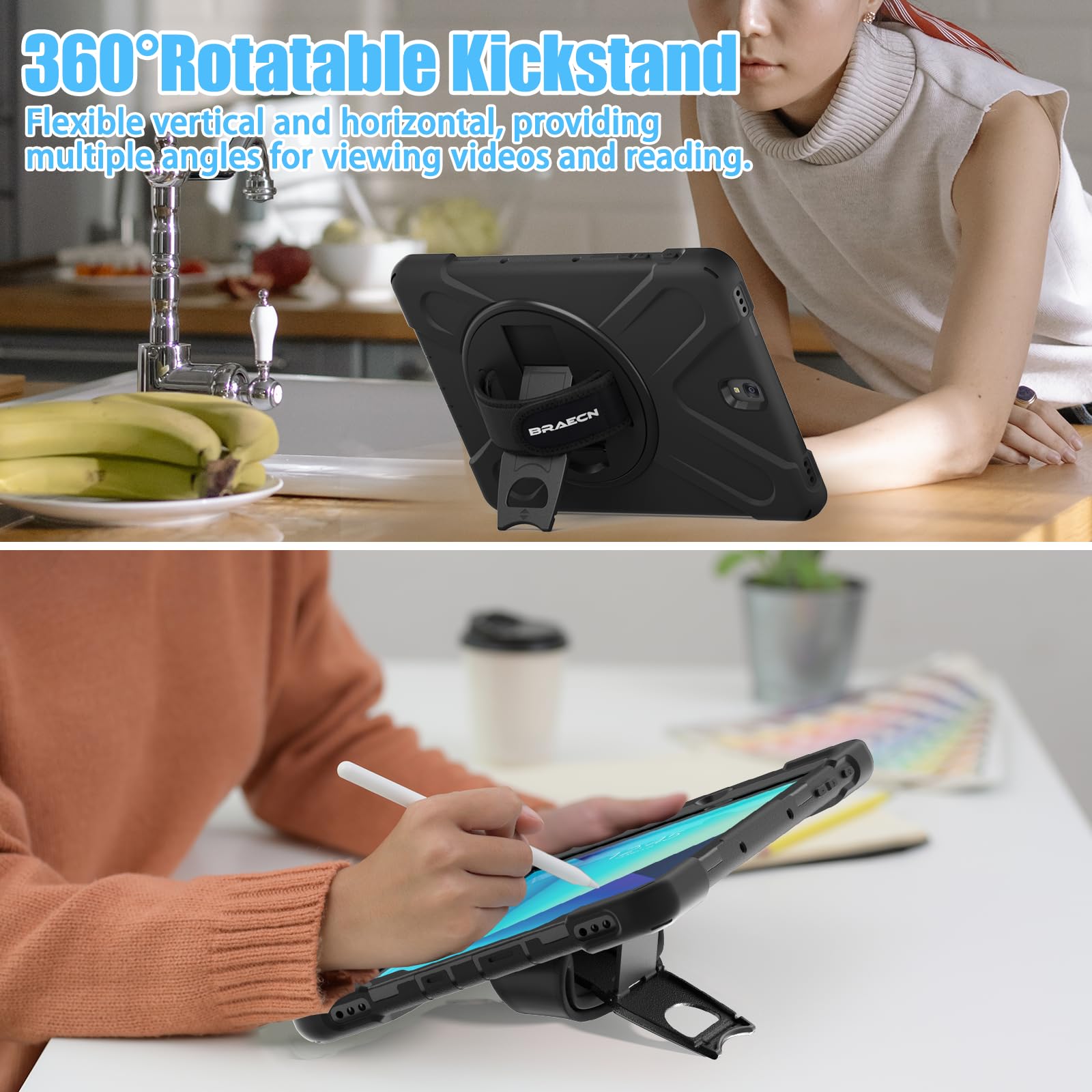 Braecnstock For Samsung Galaxy Tab S3 Case 9.7 Inch 2017 (Sm-T820/T825/T827) Rugged Shockproof Protective Cover With Rotating St