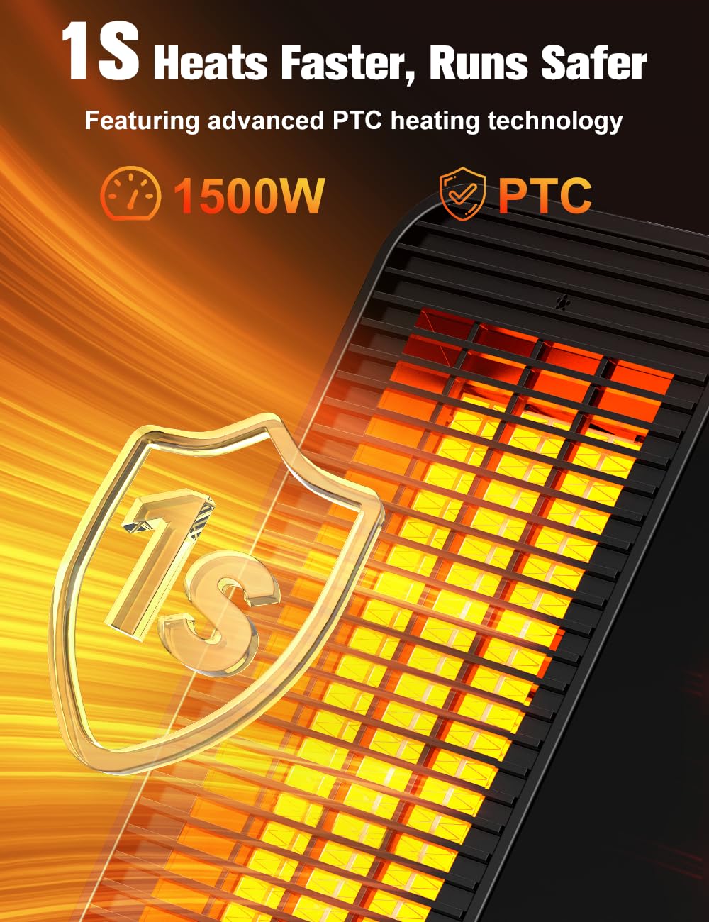 Balko Space Heater, Portable Electric Heaters For Indoor Use With Thermostat, 3 Modes, 20Ft Remote Control, Tip Over & Overheat