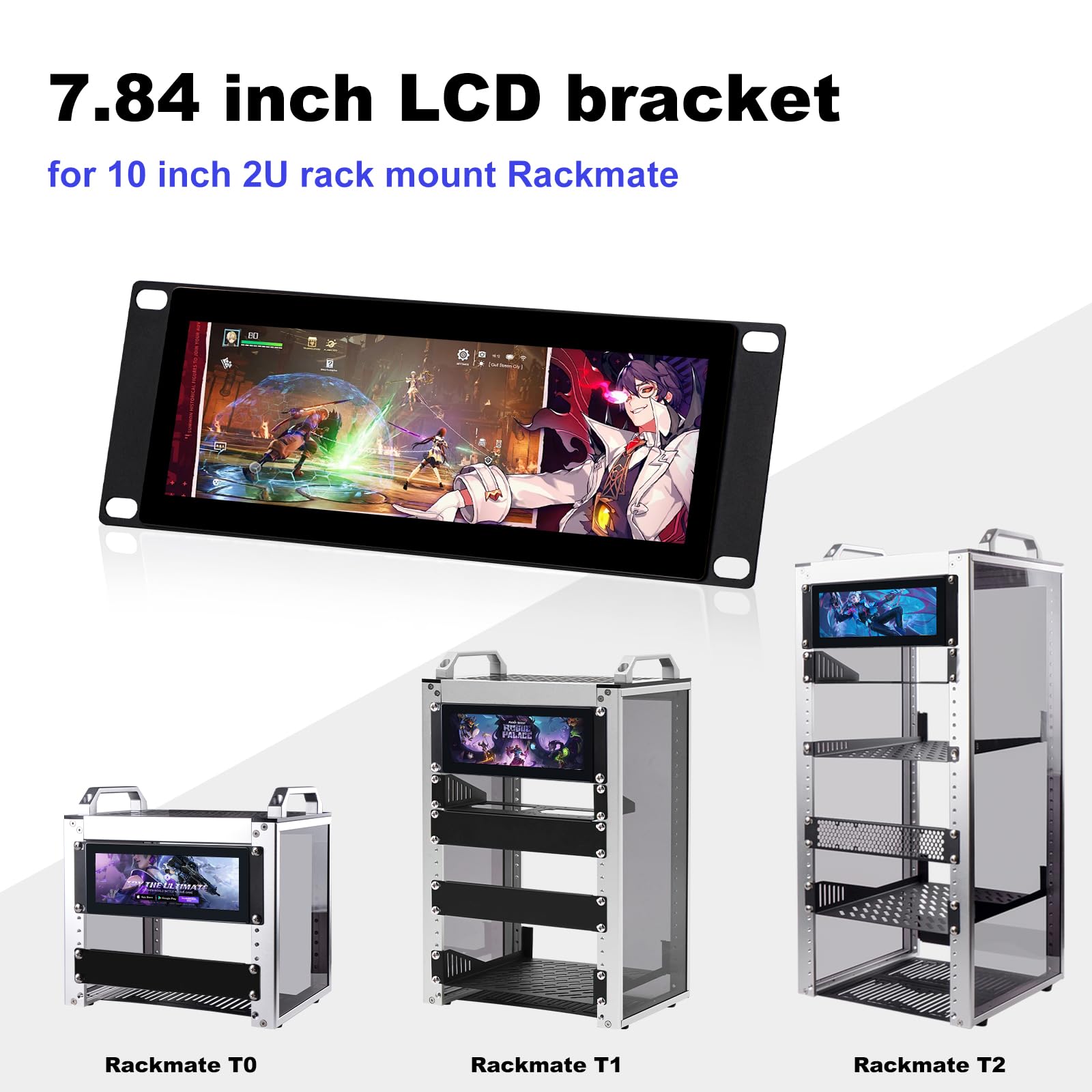 GeeekPi 7.84" 1280x400 LCD Touch Screen Rack Mount Monitor - Black, Model DP-0059 for DeskPi RackMate Servers