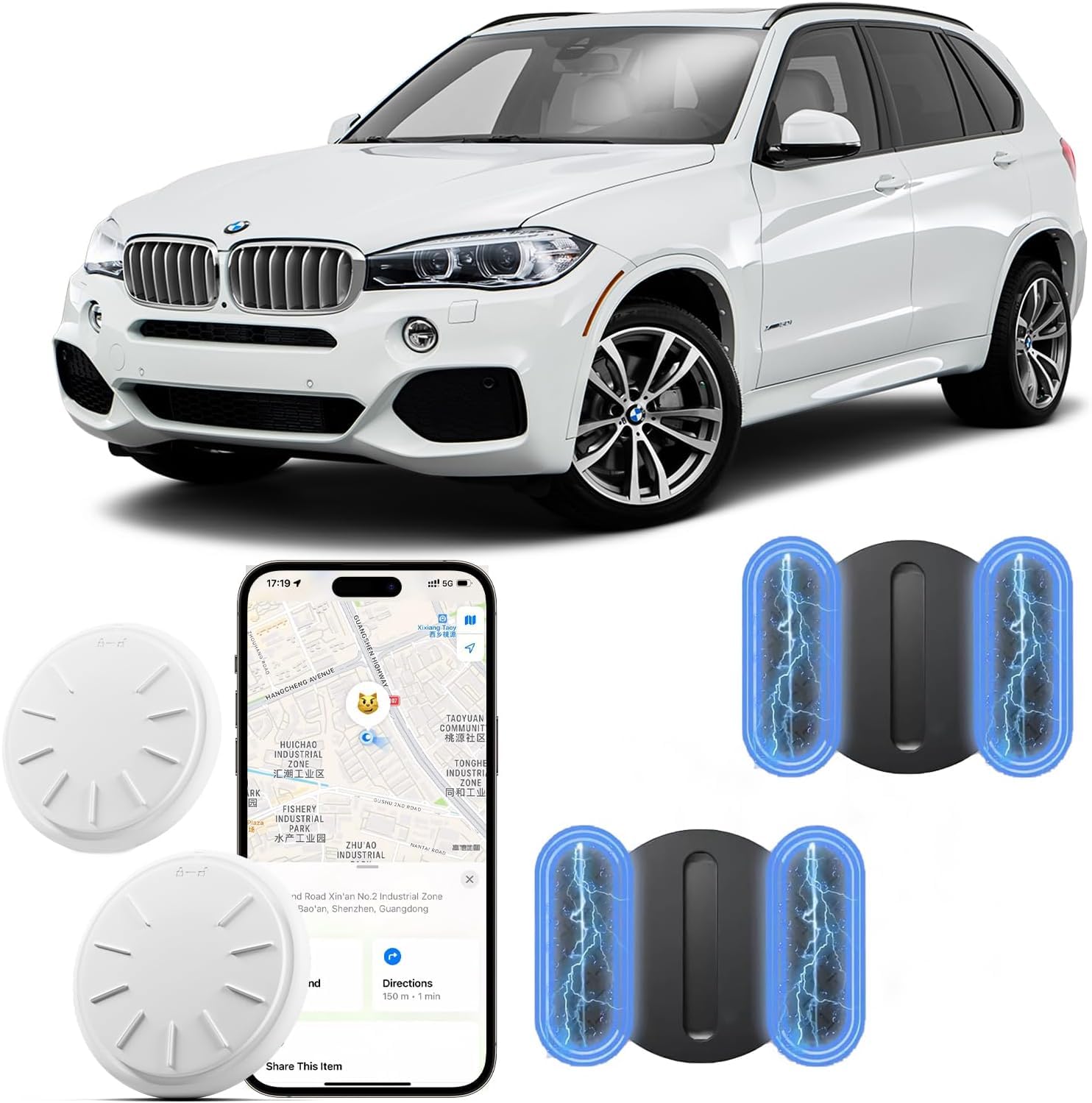 Gps Tracker For Vehicles,Real Time Car Locator Work With Apple Find My App(Ios Only),Magnetic Case Adsorption,Real-Time Position