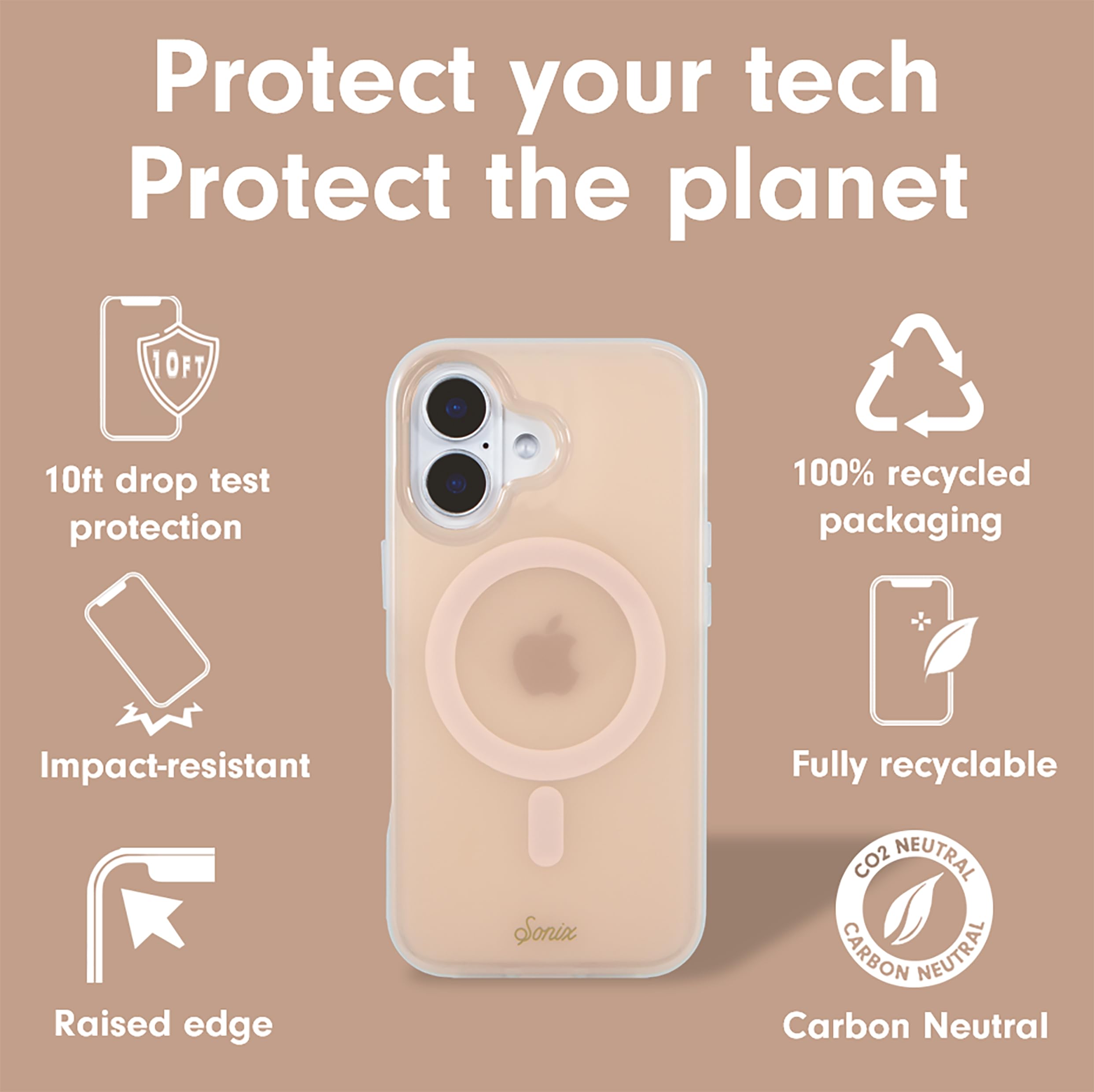 Sonix Case For Iphone 16 | Compatible With Magsafe | 10Ft Drop Tested | Jelly Apricot