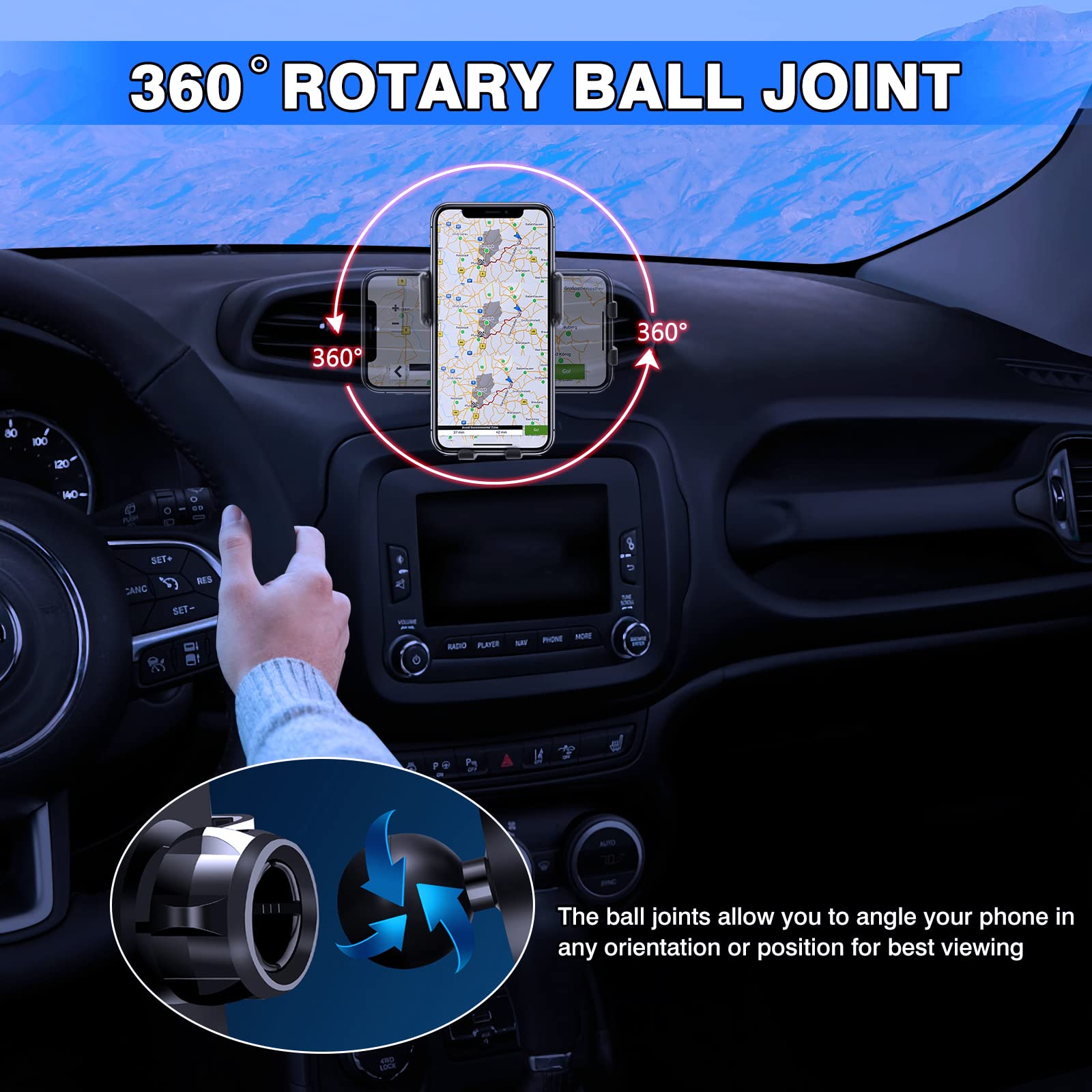 Karltys Car Phone Holder For Jeep Renegade 2015 2023 Accessories Renegade Cell Phone Holder Air Vent Mount For 4 7 Inch Phones H