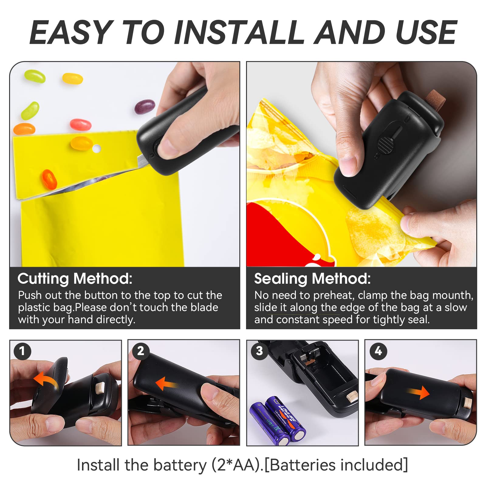 Mini Bag Sealer, Romsto Handheld Heat Vacuum Sealer, 2 In 1 Heat Sealer And Cutter With Lanyard, Portable Bag Resealer Machine F