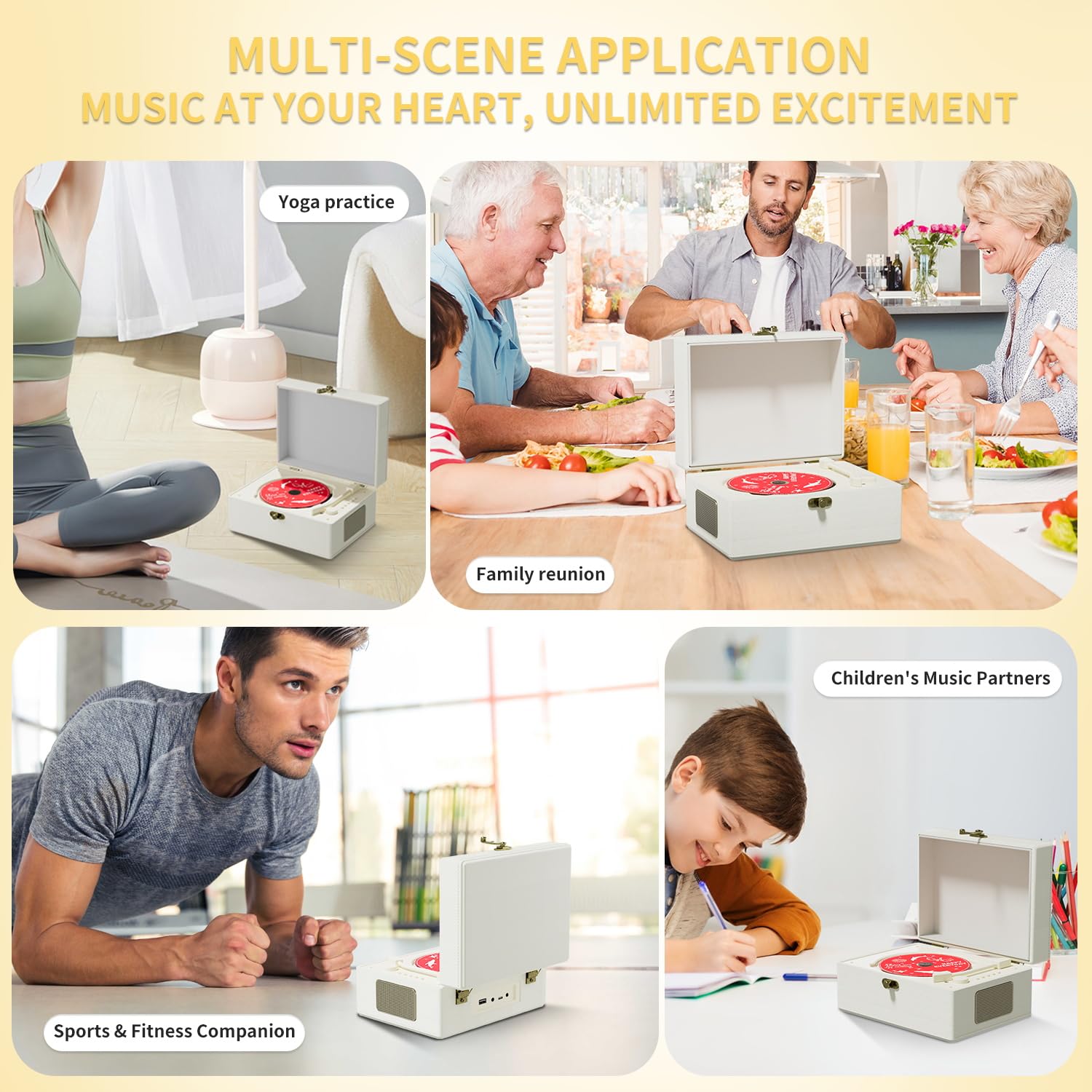 Yintiny Rechargeable Leather Cd Player With Speakers; Bluetooth Transmitter; Festival Gift; Bgm Player For Home Decor