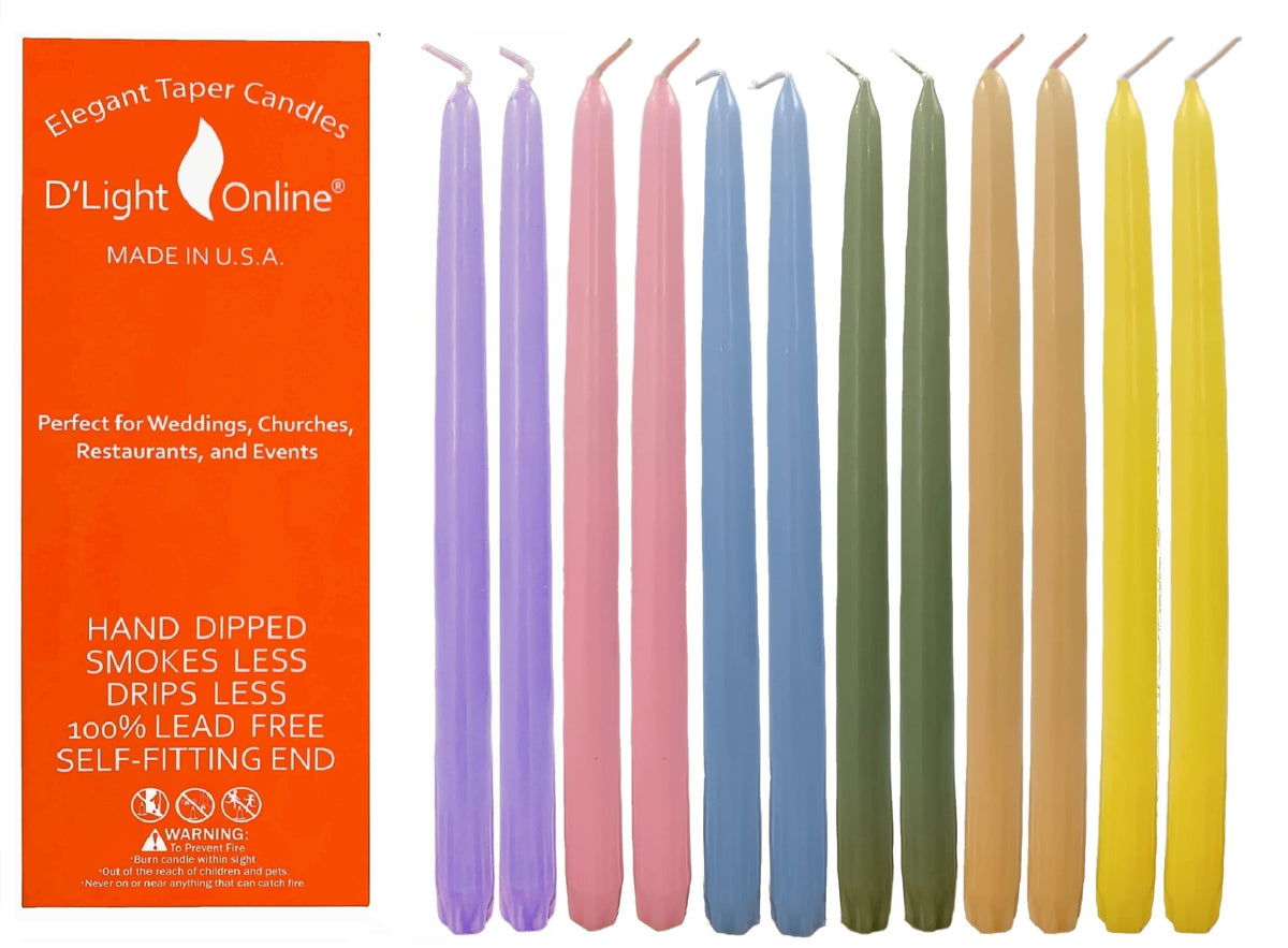 Dlight Online Elegant Unscented Seasonal Spring Pastel Taper Candles Premium Quality   Hand Dipped, Dripless And Smokeless   Set