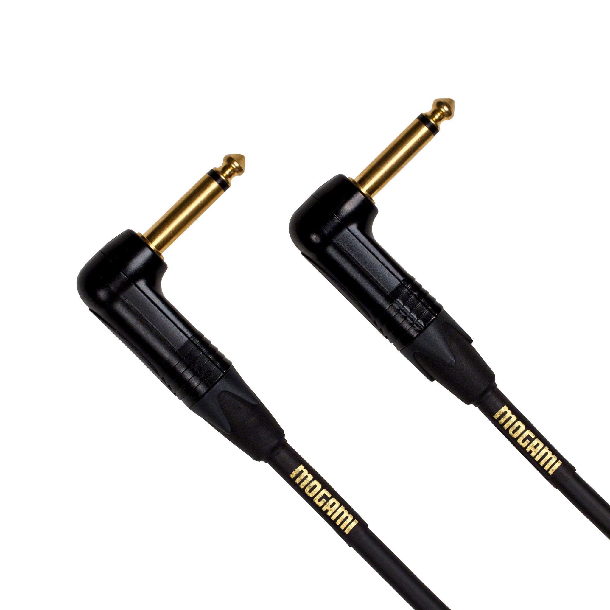 Mogami Gold Instrument 18Rr Guitar Instrument Cable, 1/4'' Ts Male Plugs, Gold Contacts, Right Angle Connectors, 18 Foot