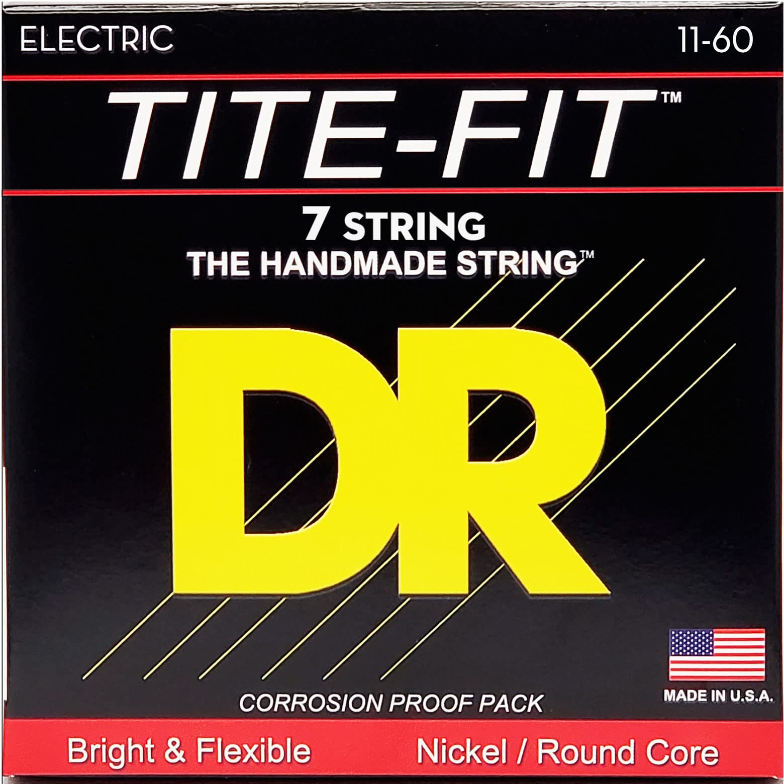 DR Strings, 1160 Heavy Set Handmade Tite Fit Coated 7 Electric Strings (EH711)