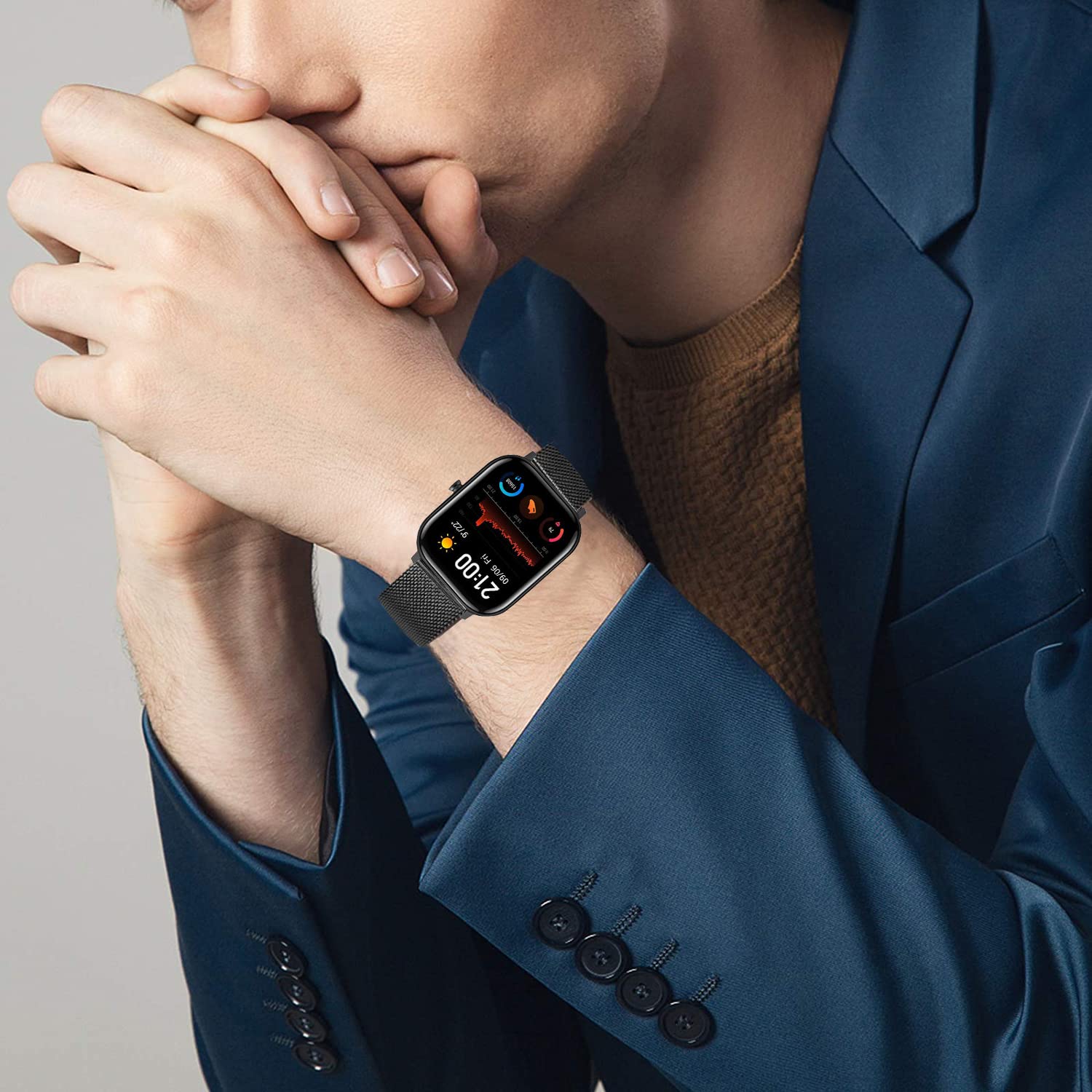 Vicrior For Amazfit Gts/Gts 2/ Gts 2 Mini/Gts 2E / Gts 3/ Gts 4 Mini/Gts 4 Bands, Mesh Stainless Steel Replacement Bracelet Wris