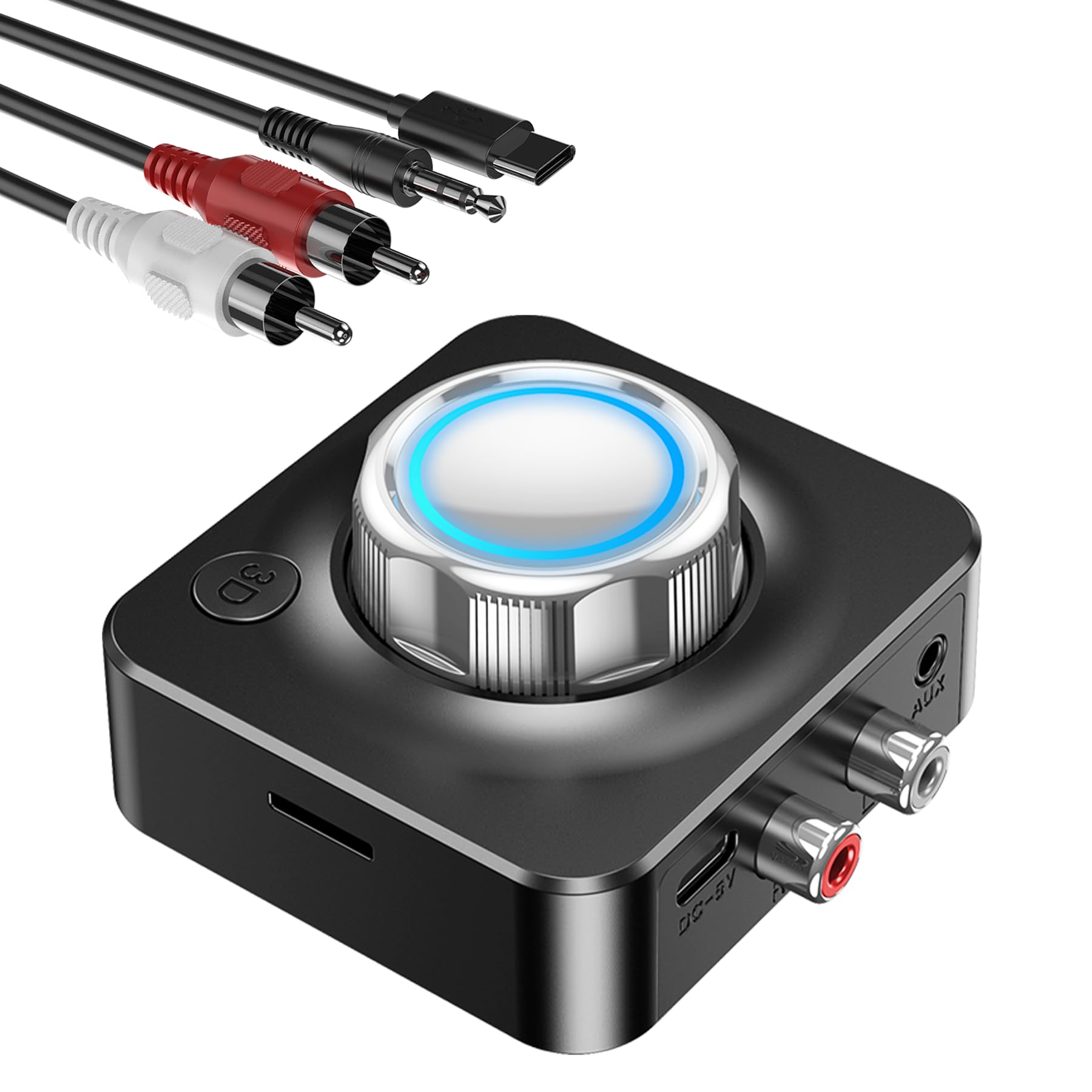 Kaiy Bluetooth Receiver For Home Stereo, Rca To Bluetooth Adapter Hifi Music Adapter With 3D Surround Low Latency, Bluetooth Aux