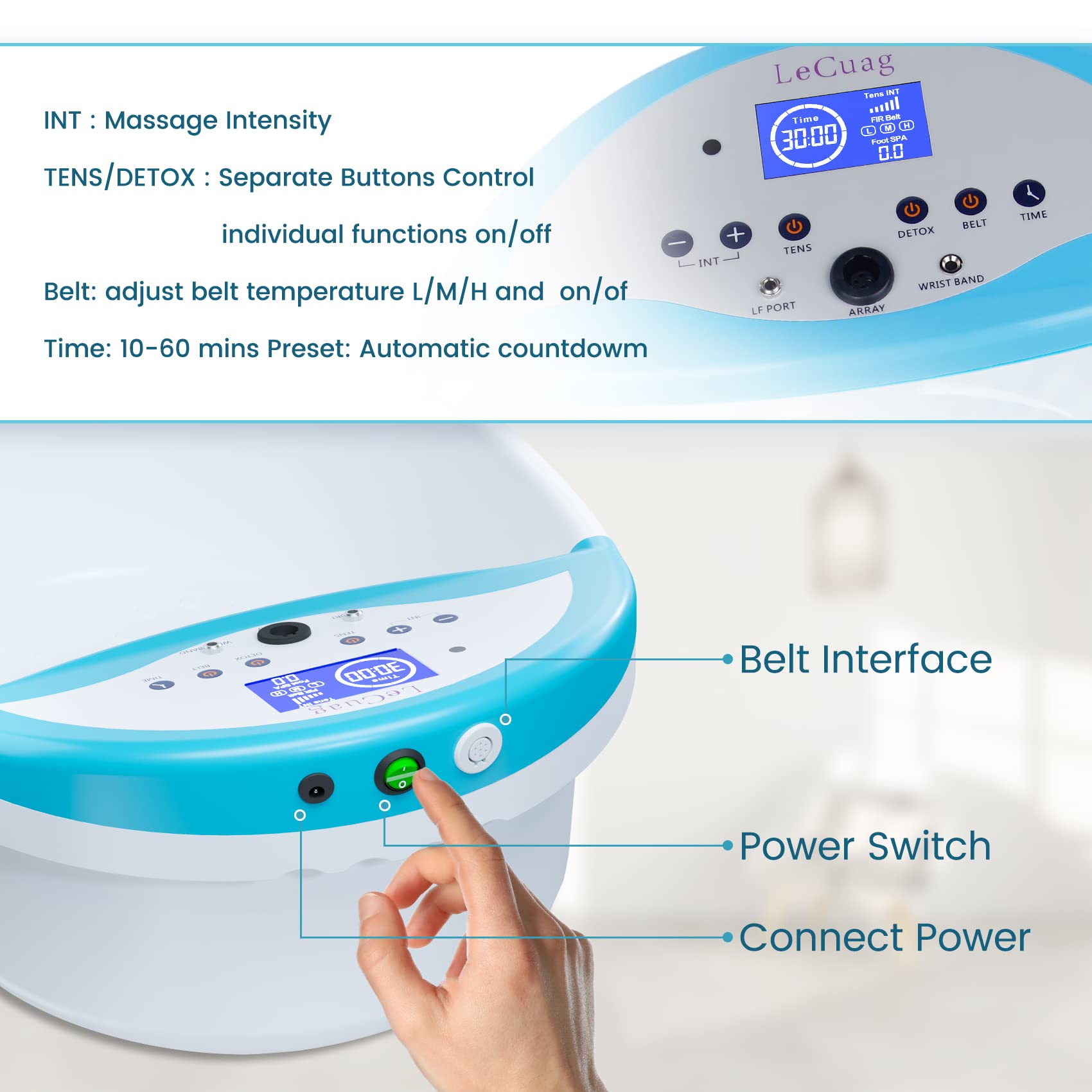 2023 Ionic Foot Bath Detox Machine, Ion Foot Spa Cleanse Machine, Foot Spa Machine With Remote Control,Heating Belt, Countdown,