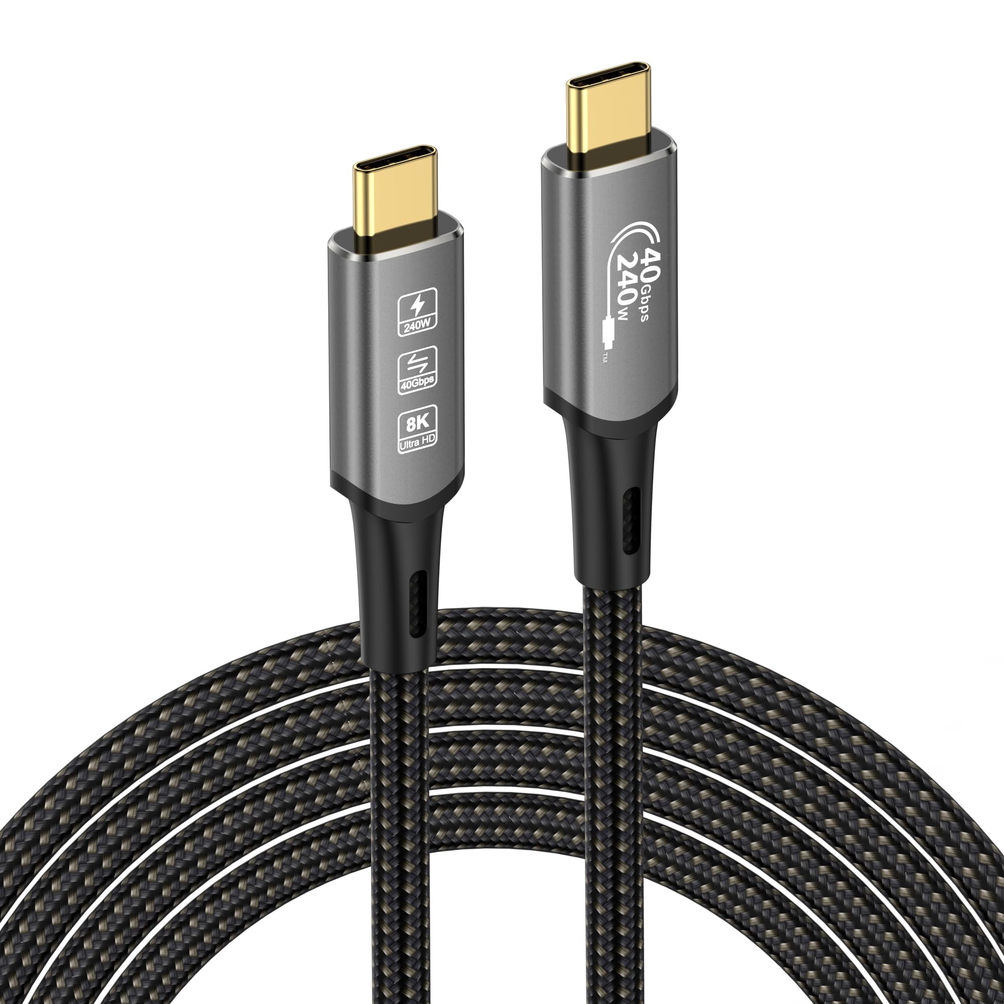 USB4 Cable, with Thunderbolt 4 Cable, 240 W Charging Cable, 40 Gbps Data Cable, 8K @ 60Hz 4K120Hz HDR, PD3.1, USB C to USB C Cab