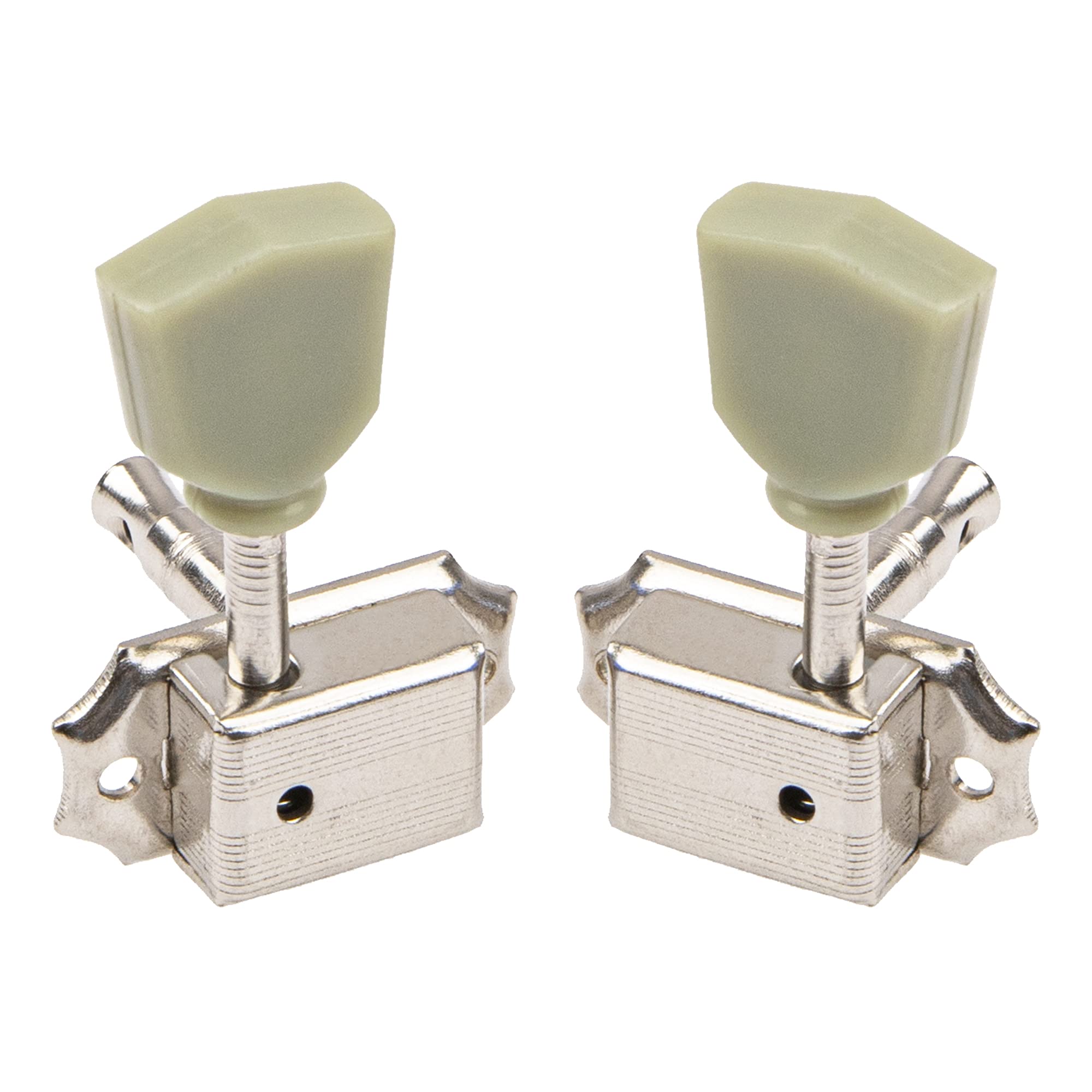 6Pcs Yootones Vintage Style Guitar Tuning Pegs Machine Head Tuners 3L3R Compatible With Les Paul Epiphone Guitar Parts (Silver)