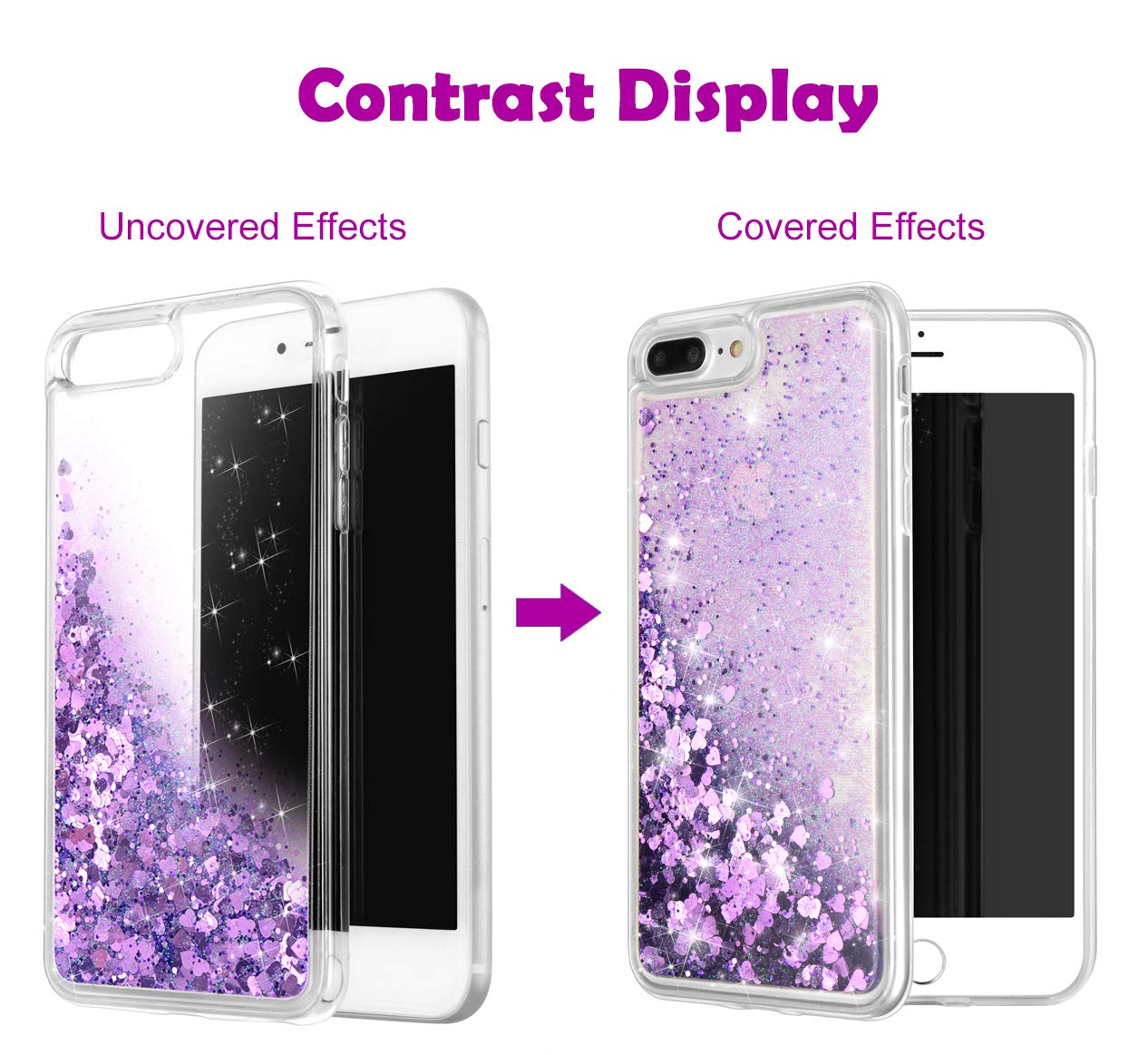 Worldmom For Iphone 7 Plus Case, For Iphone 8 Plus Case, Double Layer Design Bling Flowing Liquid Floating Sparkle Colorful Glit