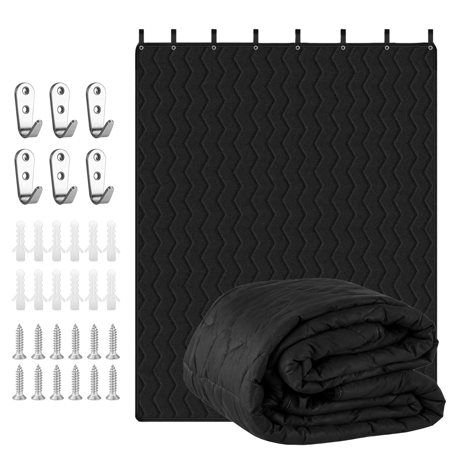 Sound Dampening Blanket 96 x 80 - Lightweight Automotive-Grade Acoustic Soundproof Curtain with Grommets, Hanging Loops & Wall H