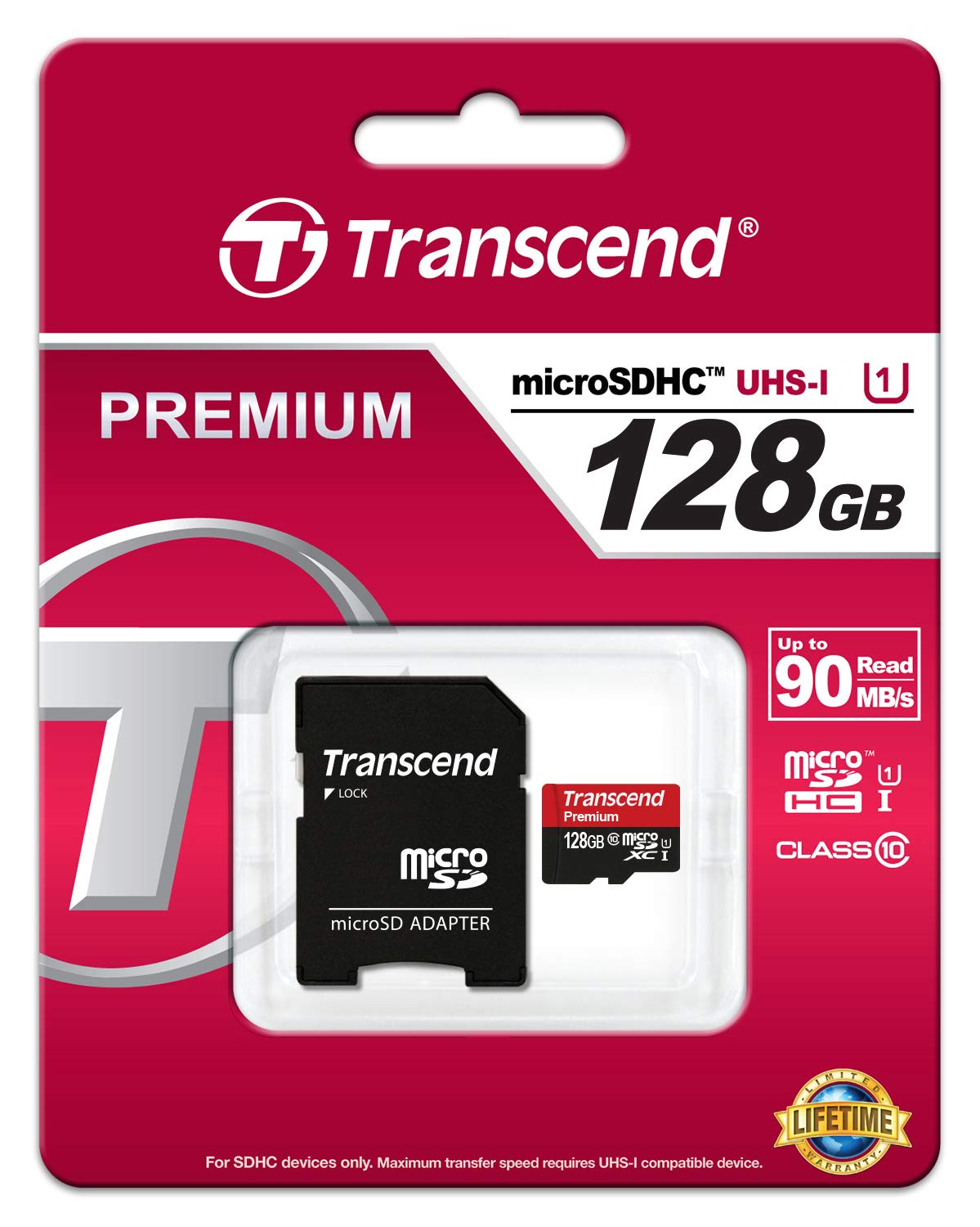 Transcend 128Gb Microsdxc Class10 Uhs 1 Memory Card With Adapter 45 Mb/S (Ts128Gusdu1)