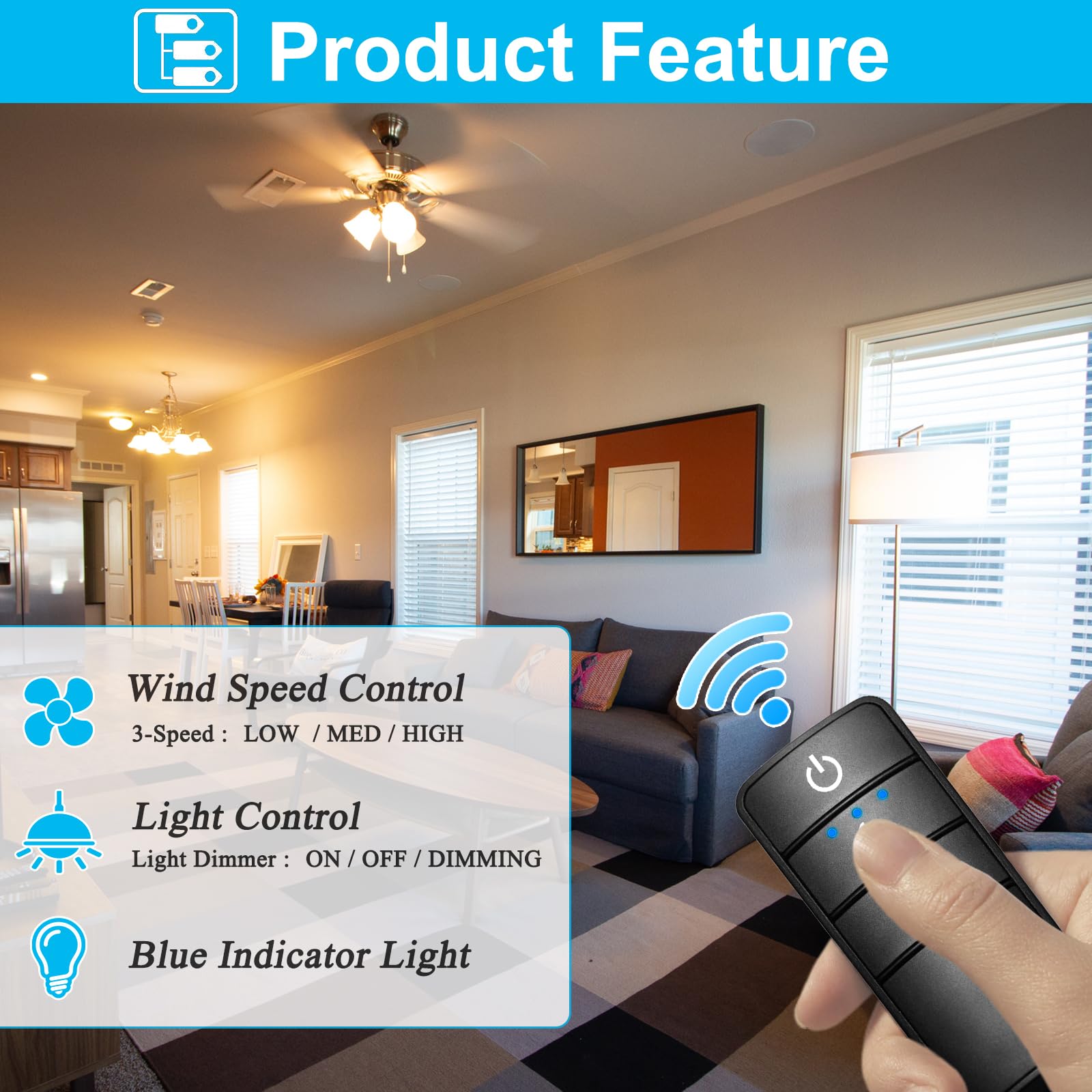 Hampton Bay Ceiling Fan Remote Control Kit, Universal Fan Remote With Light Dimmer, Works 3 Speed Ac Ceiling Fans