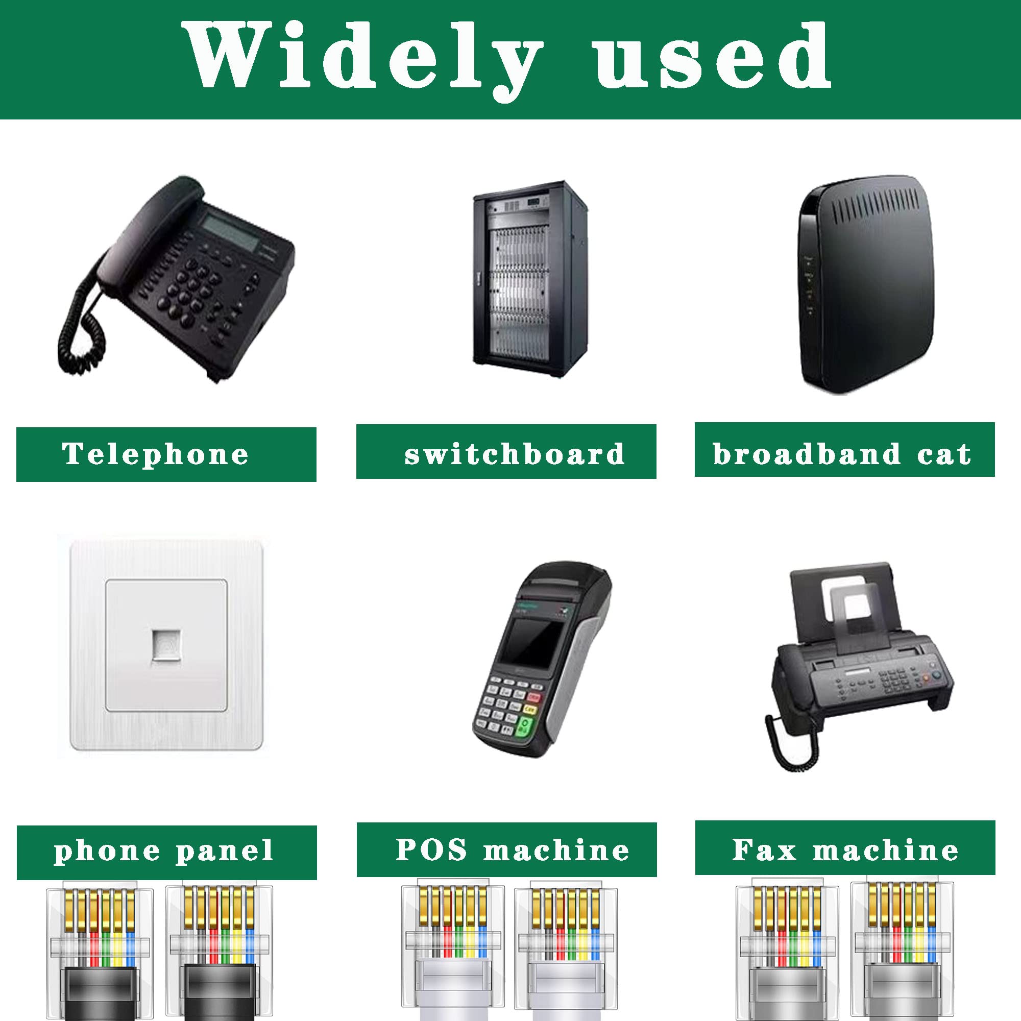 Lansensu Rj12 Cable Phone Cord Rj12 6P6C Male To Male Straight Wired For Both Data And Voice Use   2Pack (White, 6.6Ft)